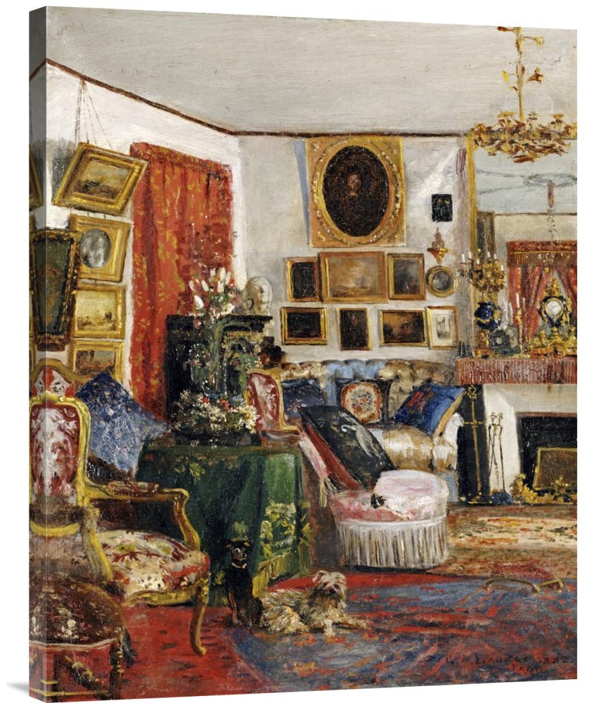 Gustave De Launay Sitting Room Interior Art Print - Gallery Wrapped Canvas Wall Decor for Living Room, Bedroom & Office - Giclee Reproduction Home Decor