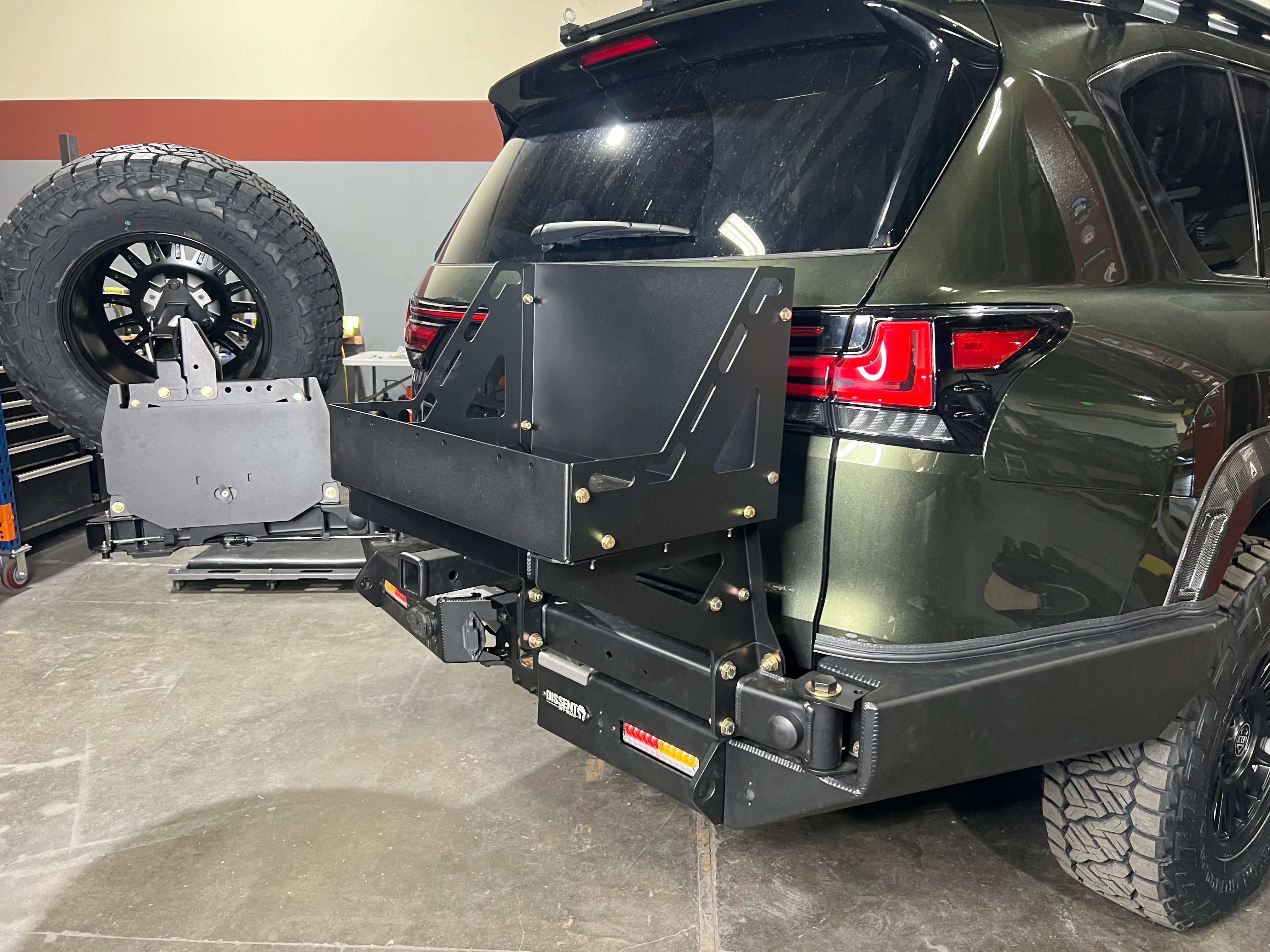Dissent Off Road Triple Jerry Can Basket Swing Out for Modular Rear Bumper - Heavy Duty Spare Tire Carrier for Jeep Wrangler & Off-Road Adventures