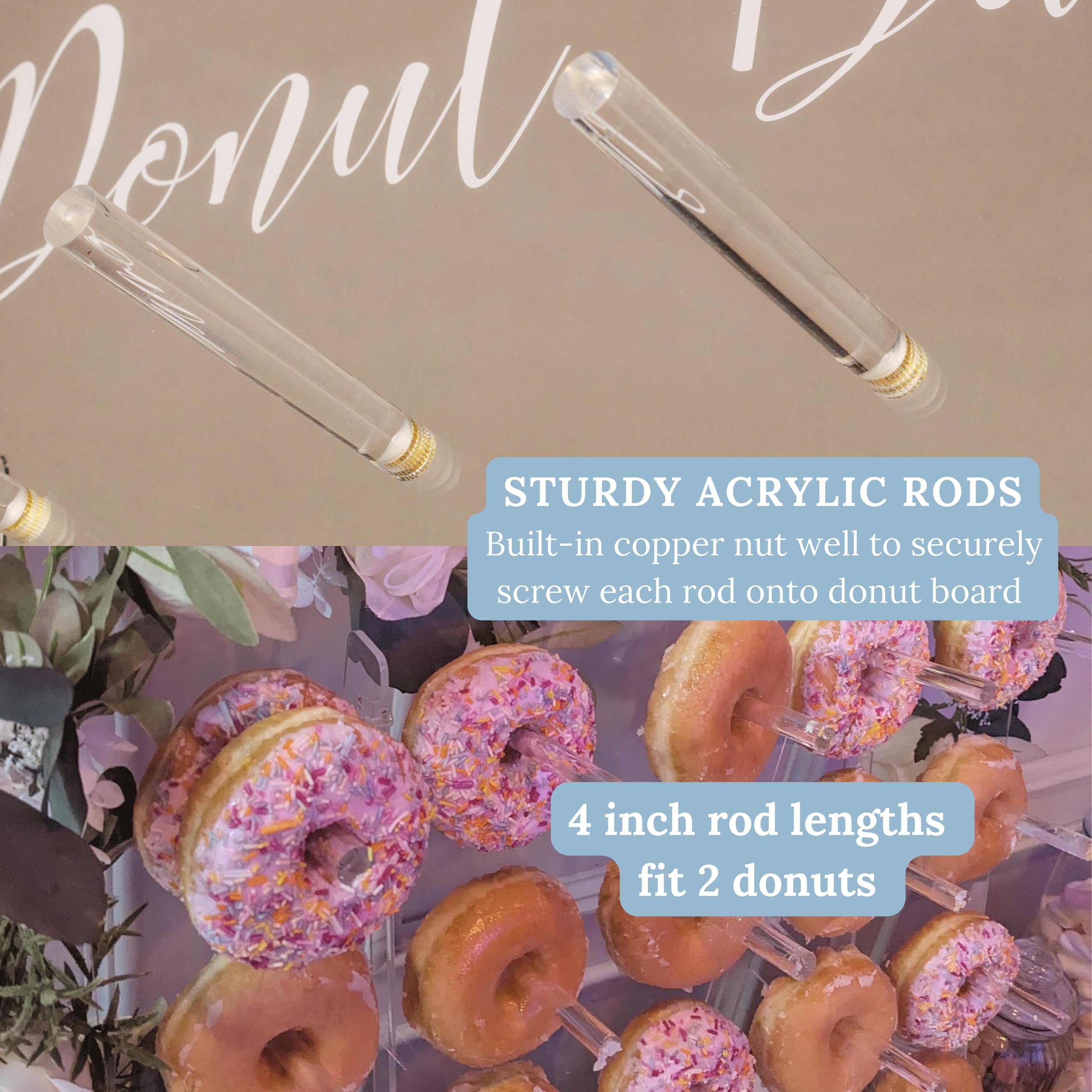 Acrylic Donut Wall Display Stand - Holds 50 Donuts | XL Donut Board for Weddings, Parties & Events | Large Dessert Holder for Donut Walls, Dessert Tables & Buffet Displays | Perfect for Birthday Celebrations, Baby Showers & Corporate Events