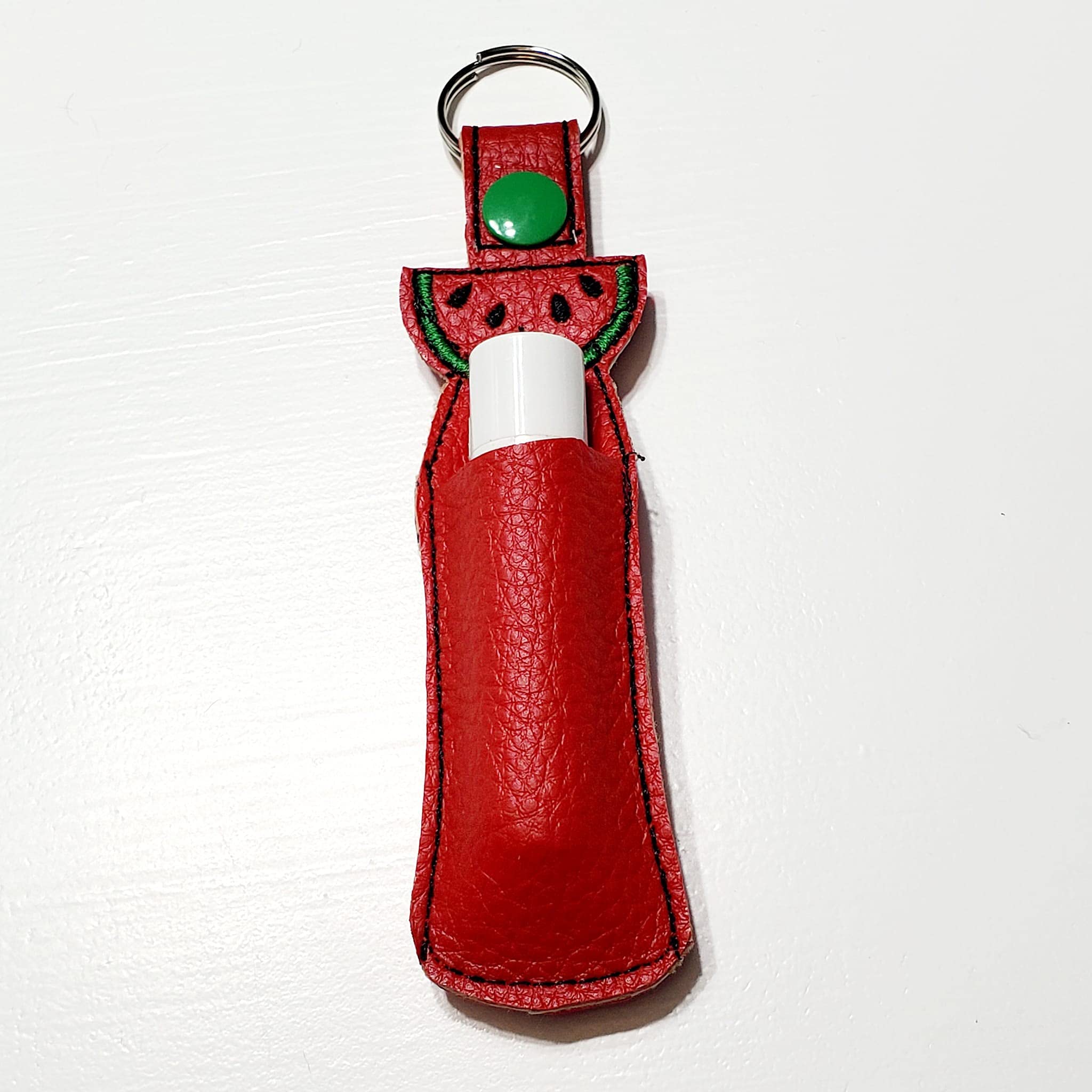 Watermelon Shaped Hand Sanitizer & Lip Balm Holder Keychain - Cute Fruit Keyring for Purse, Backpack, Gym Bag - Perfect for Travel, School, Office, and Everyday Use