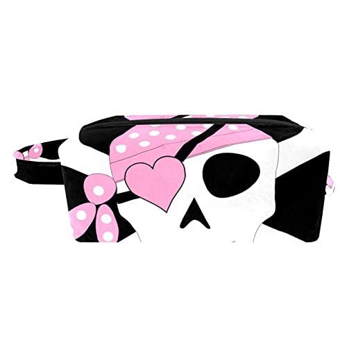 Funny Pink Pirate Makeup Bag - Travel Cosmetic Organizer with Zipper & Handle - Perfect for Toiletries, Cosmetics & Travel Essentials - Great Gift for Women & Girls