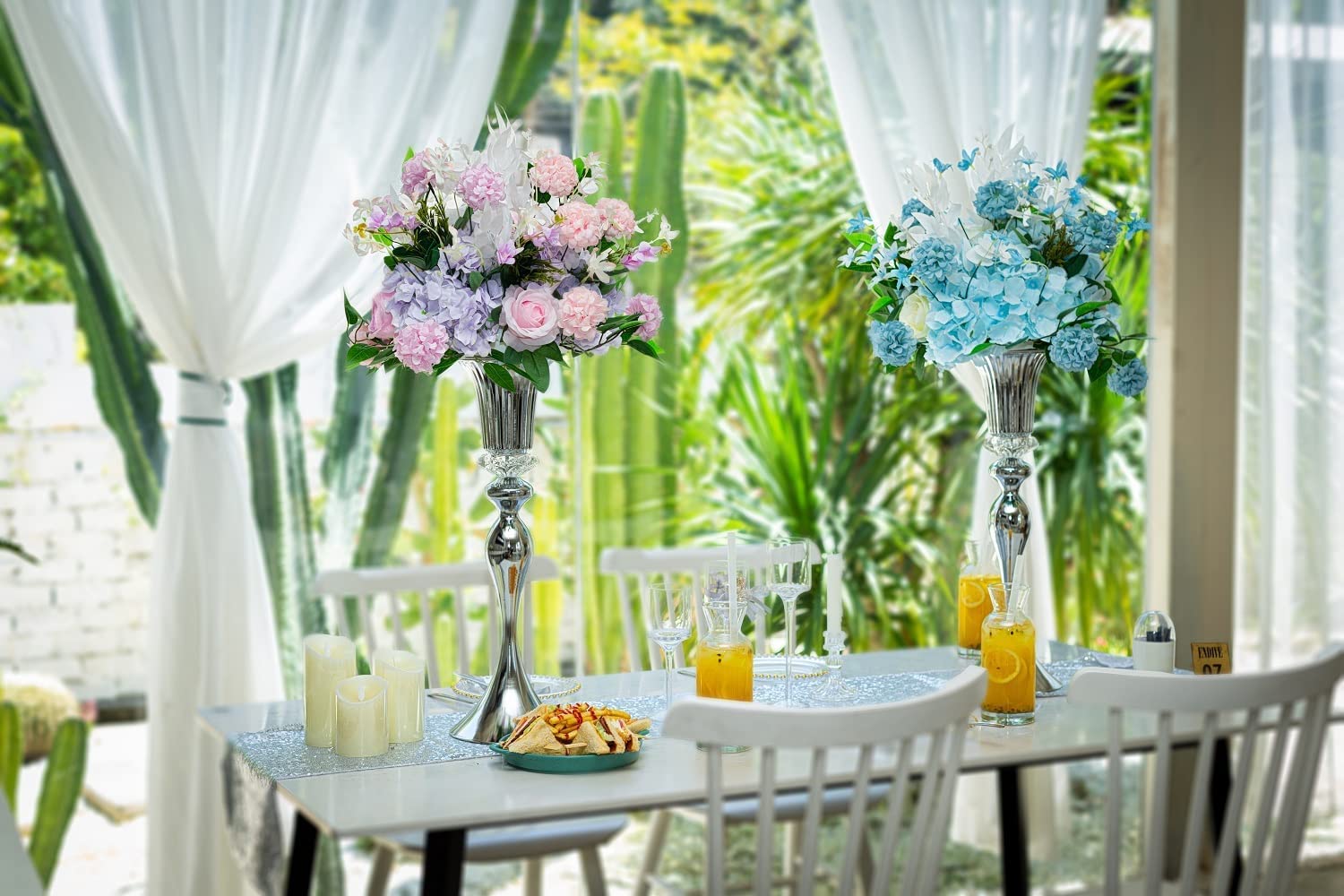 10Pcs Gold Trumpet Vase Set with Crystal Beads - Elegant Wedding Centerpieces, Birthday Party Decor, Home Table Decorations for Dining Room, Living Room & Special Events