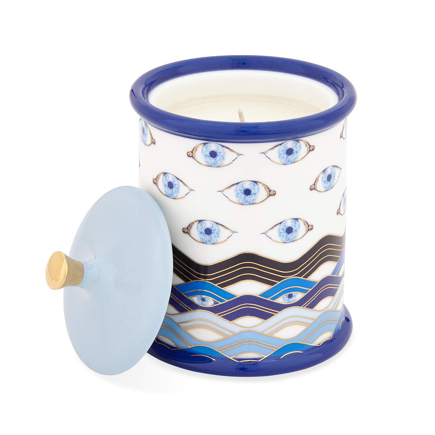 Jonathan Adler Druggist LSD Scented Candle - Blue & White Ceramic Jar - Aromatherapy Home Decor for Living Room, Bedroom & Bathroom Relaxation
