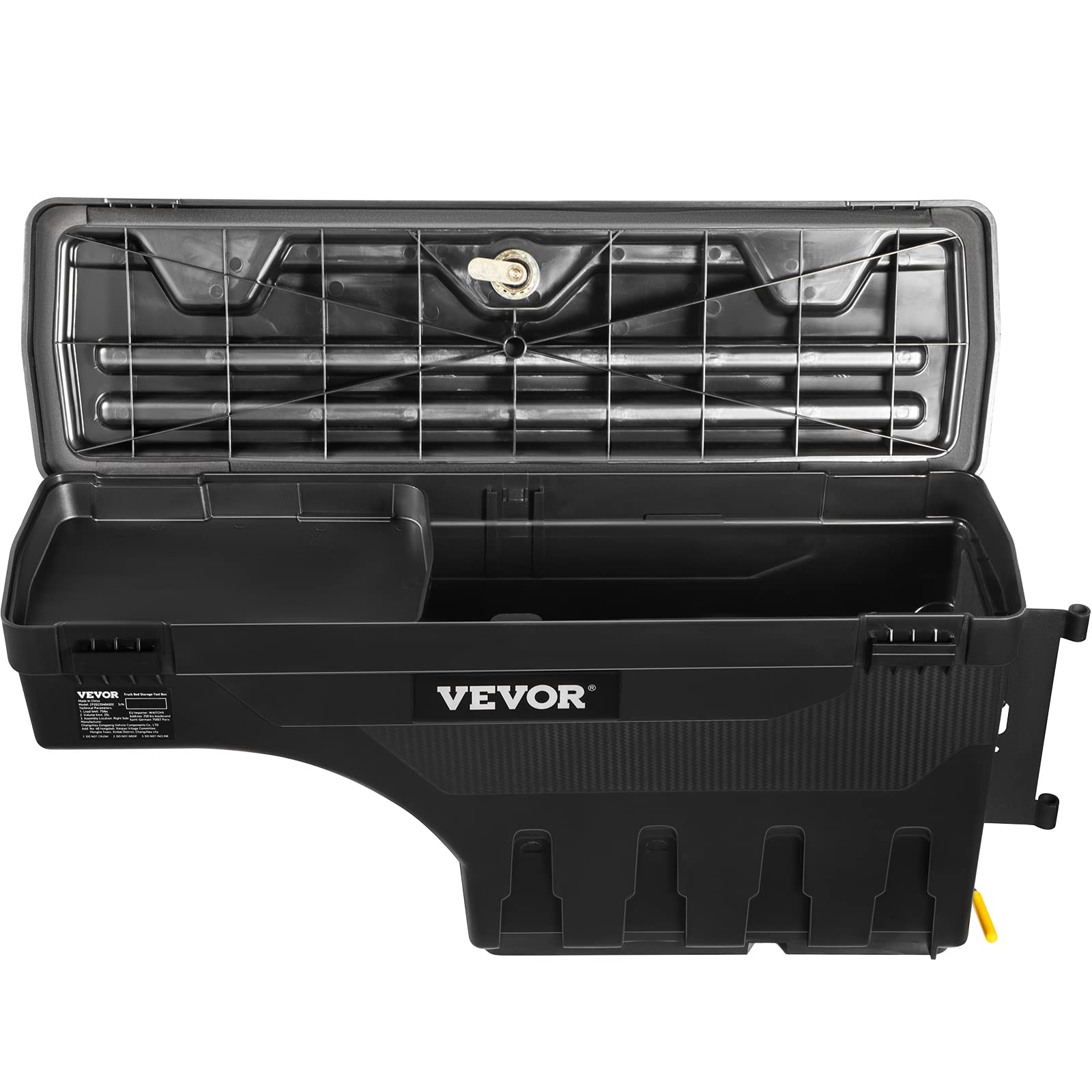 VEVOR 6.6 Gal Lockable Truck Bed Storage Box - Waterproof ABS Wheel Well Tool Box with Password Padlock | Compatible with Toyota Tundra 2007-2021 | Passenger Side Black | Perfect for Truck Accessories & Outdoor Gear Storage