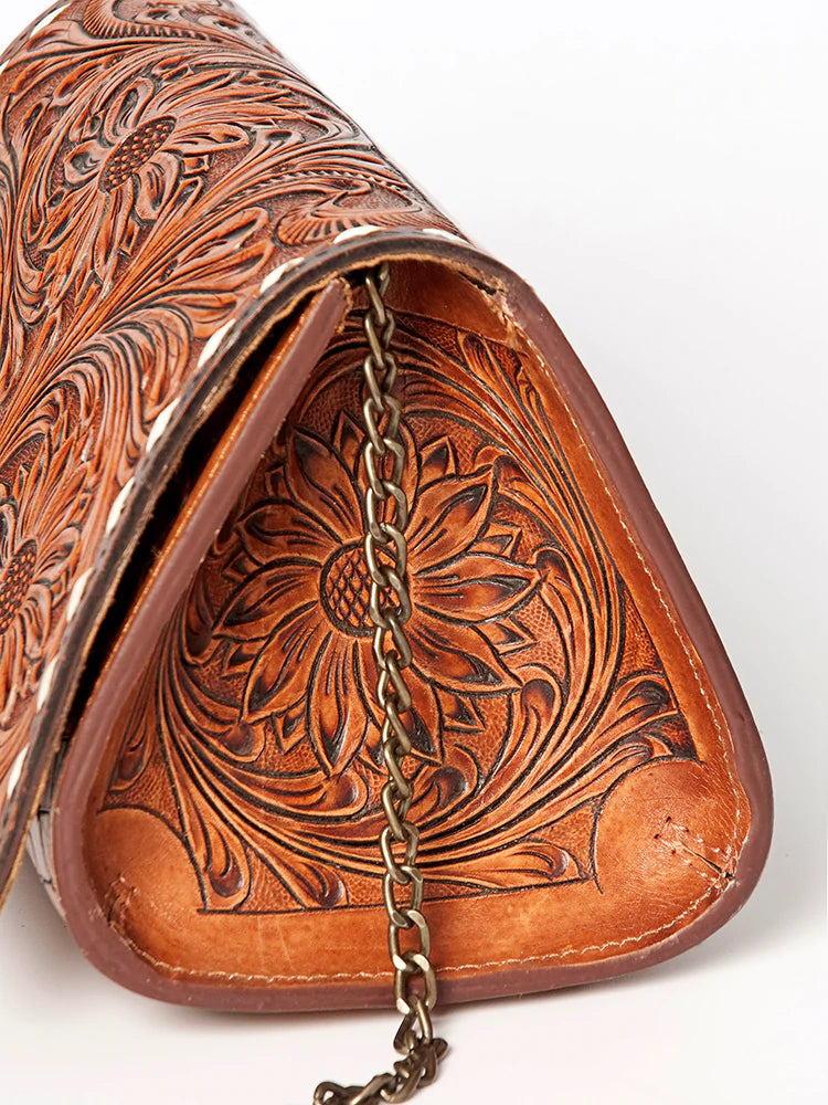 American Darling Genuine Leather Tooled Stitched Crossbody Purse for Women - Perfect for Everyday Use, Work & Travel