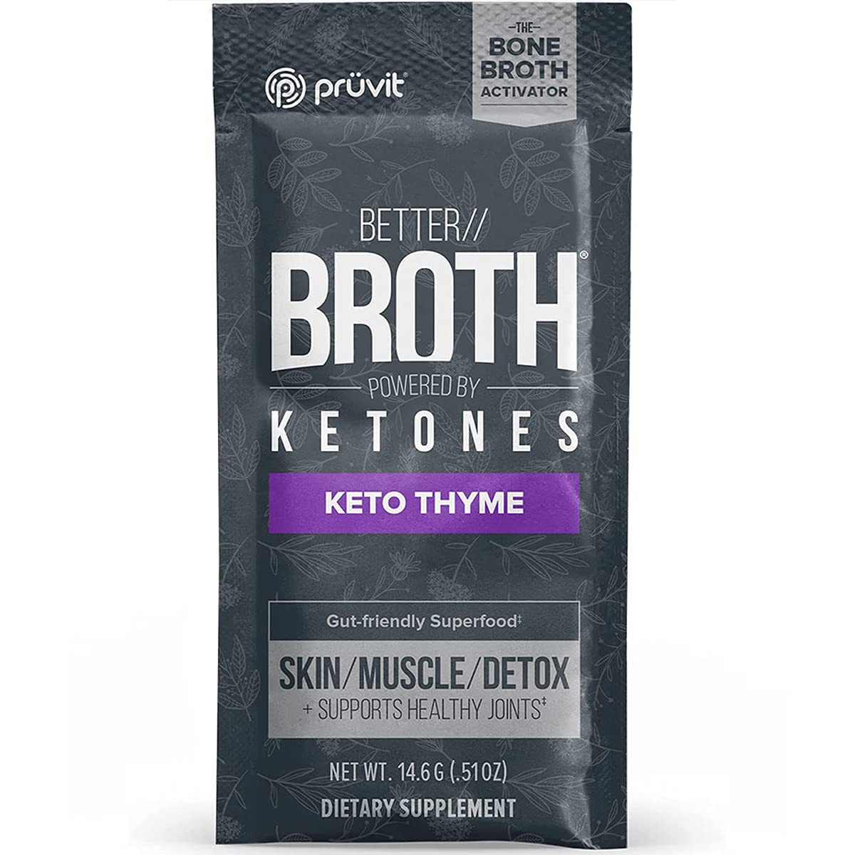 Pruvit Better Broth Keto Thyme Supplement - 20 Count for Joint Support, Muscle Recovery & Skin/Hair Health | Ideal for Keto Diet, Fitness Recovery & Wellness Routine