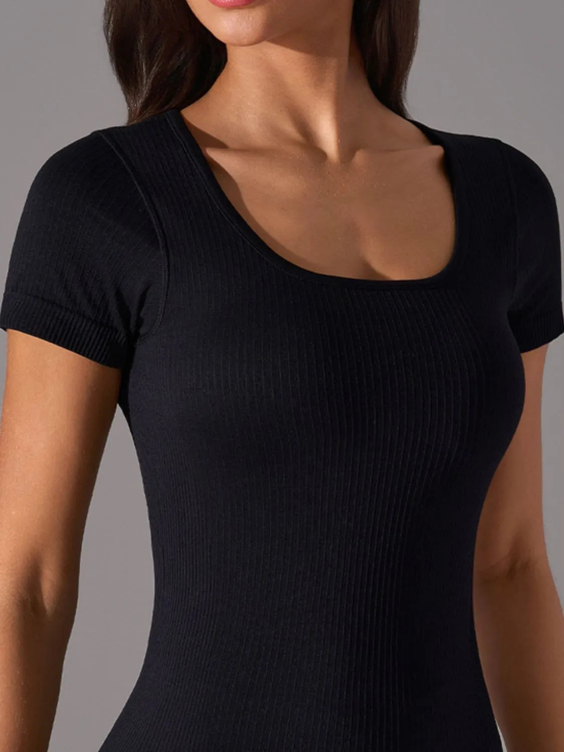 Square Neck Workout T-Shirt with Removable Chest Pads - Perfect for Yoga, Gym & Running | Breathable Activewear Top for Women