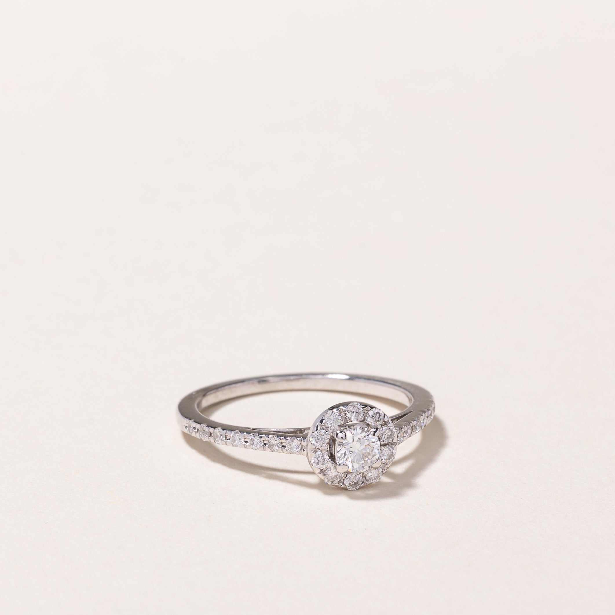 10K White Gold Diamond Halo Engagement Ring 0.40ctw Size 5 - Perfect for Proposals, Anniversaries & Bridal Jewelry Gifts