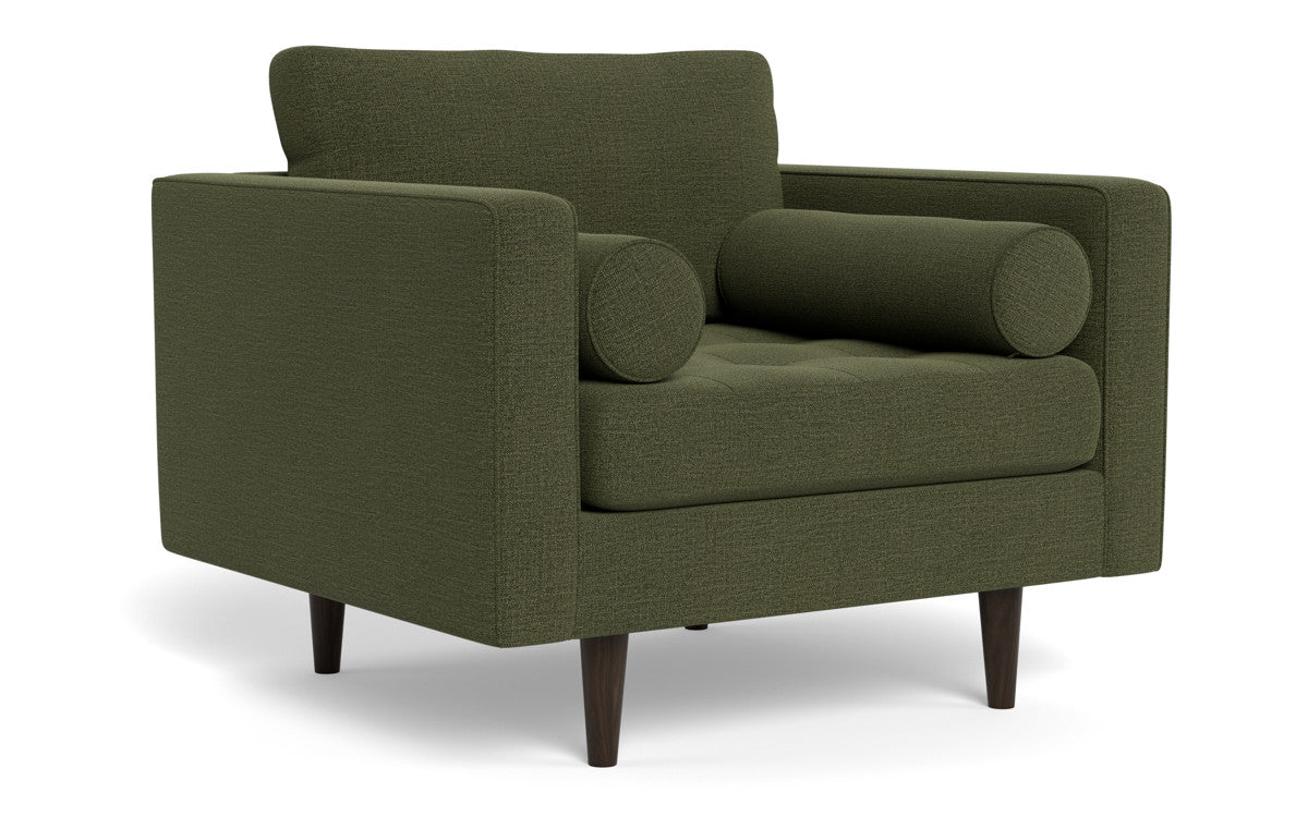 Ladybird 42 Arm Chair - Modern Accent Chair for Living Room, Bedroom & Office - Comfortable Upholstered Lounge Chair with Wooden Legs