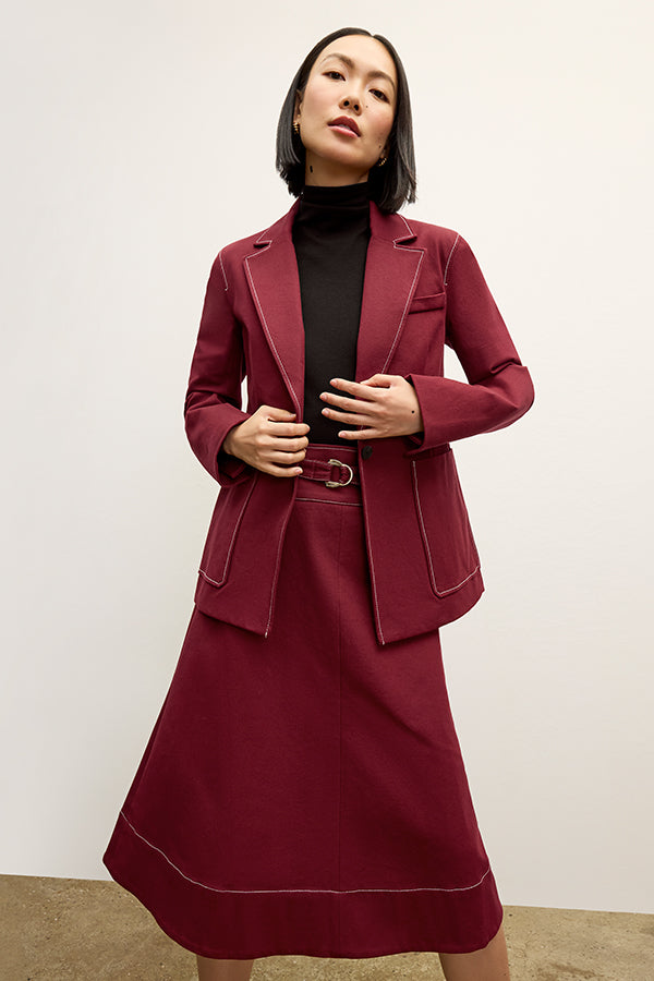 Grenville Jacket - Eco-Friendly Contrast Stitch Denim Alternative in Berry Jam Color | Perfect for Casual Outings & Outdoor Adventures