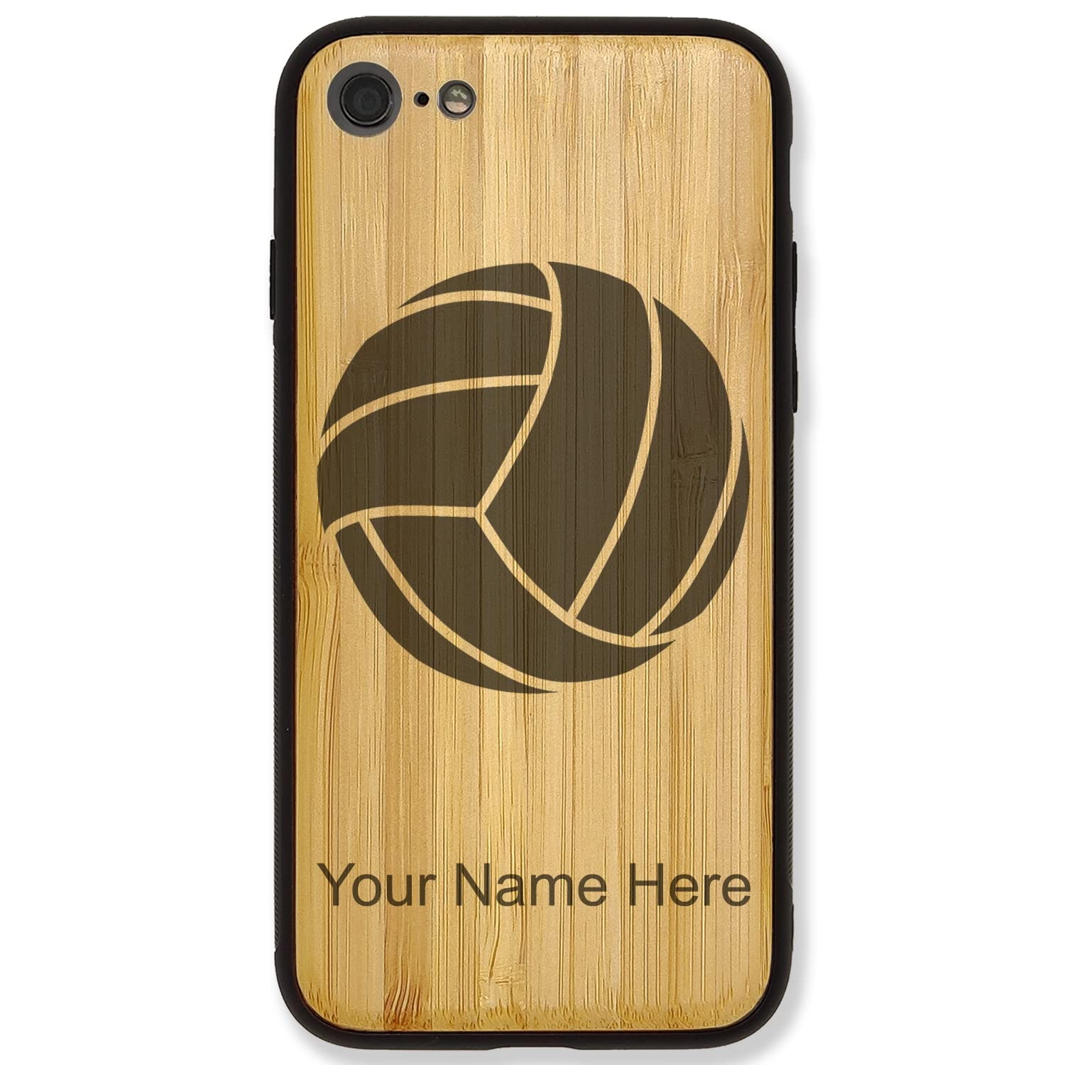 Premium Bamboo Phone Case Compatible with iPhone 6 & 6s - Custom Engraved Volleyball Design - Perfect for Sports Fans & Gift Giving