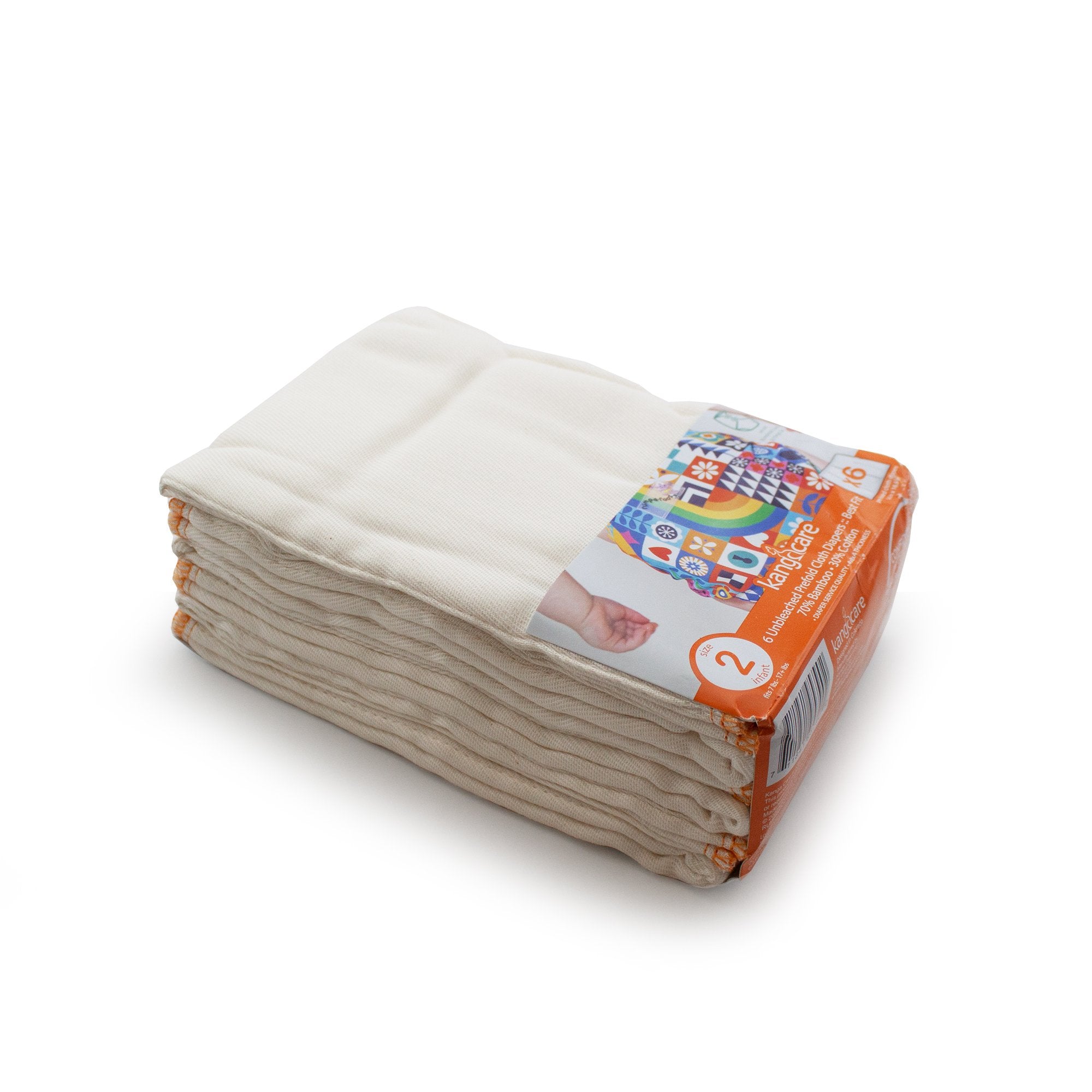 Kanga Care Bamboo Prefold Cloth Diapers - 6 Pack | Eco-Friendly, Super Absorbent & Reusable Baby Diapers for Newborns & Toddlers | Perfect for Daycare, Travel & Overnight Use