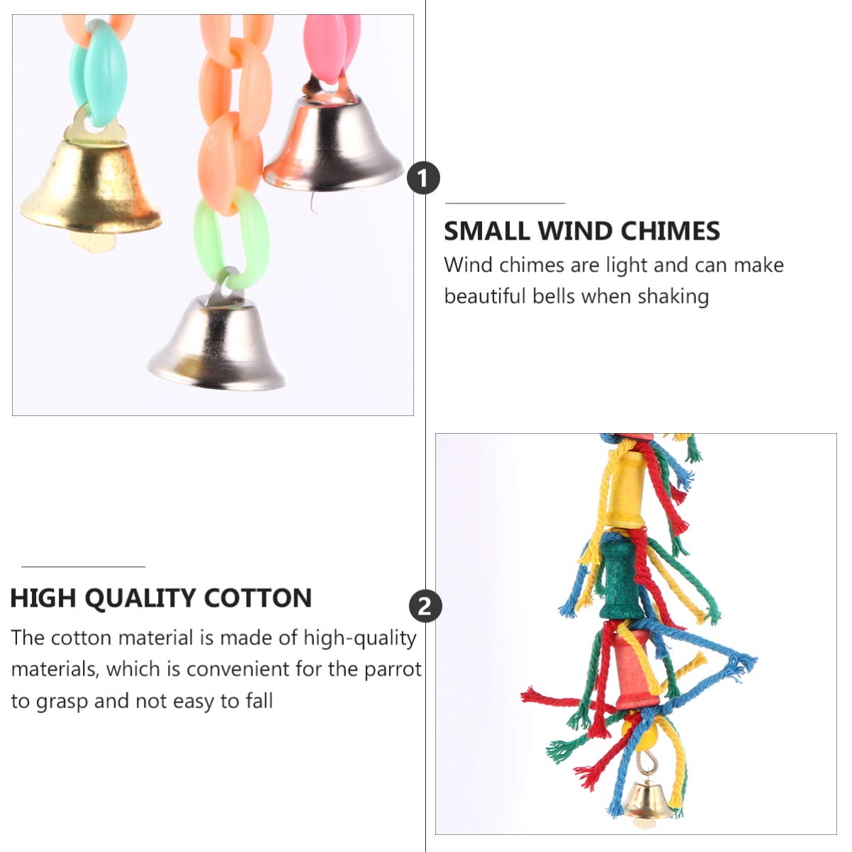 Balacoo Wooden Parrot Swing Toy with Bell - Chewable Hanging Bird Toy for Parrots, Parakeets & Small Birds - Perfect for Cage Play & Exercise