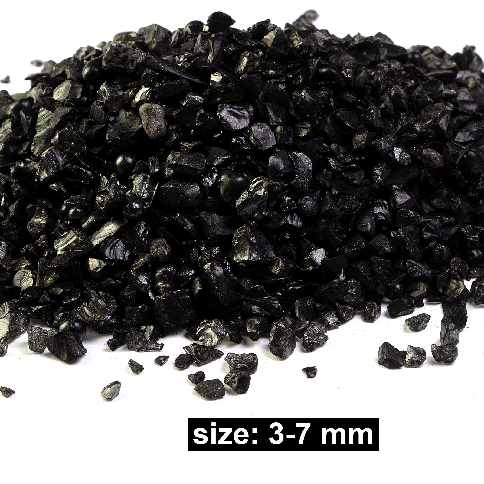 HappyFiller 1.3 LB Crushed Glass Sand - Black Broken Glass Pieces for Resin Art, Nail Art, Terrarium & Succulent Soil Cover, Candle Holder & Vase Filler, DIY Crafts, Home Decor - Perfect for Creative Projects & Decorative Displays