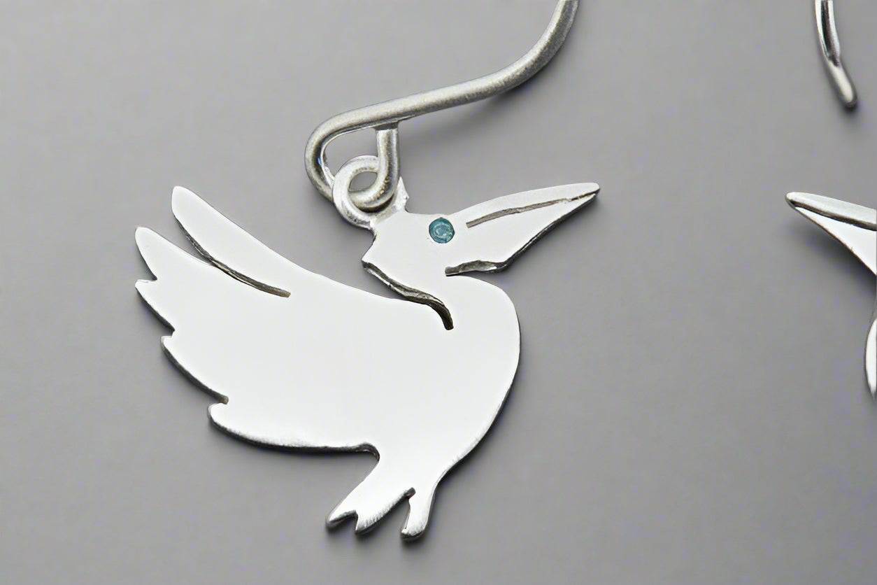 Pelican Drop Earrings Sterling Silver with Cubic Zirconia - Elegant Dangle Earrings for Women, Perfect for Weddings, Parties & Everyday Wear