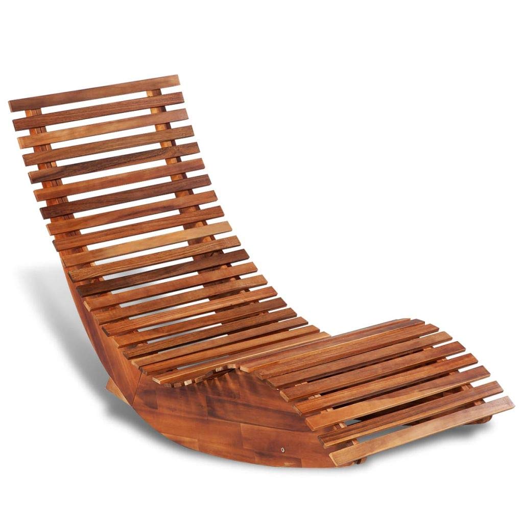Premium Acacia Wood Rocking Sun Lounger - 58.7