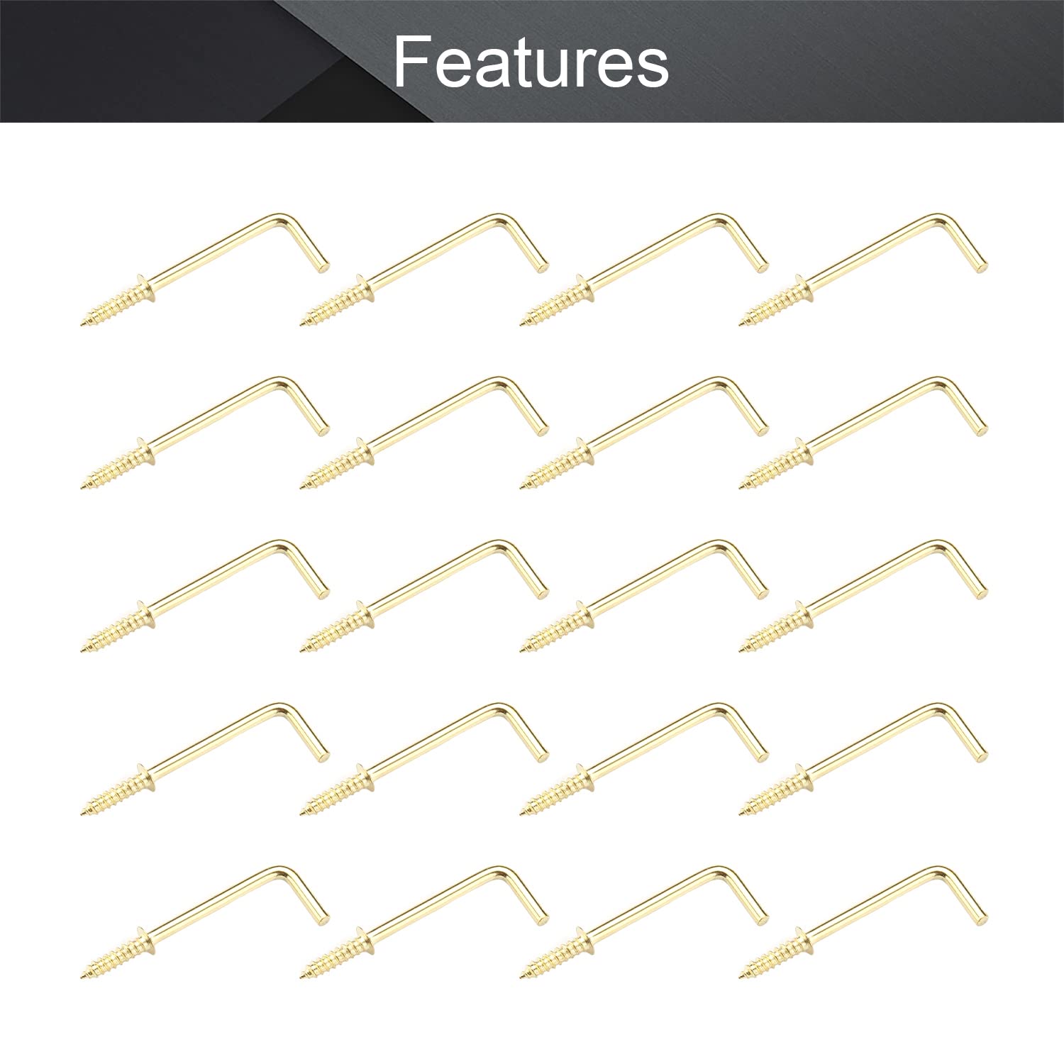 MroMax 100Pcs Brass Screw-in Hooks - 1-1/4