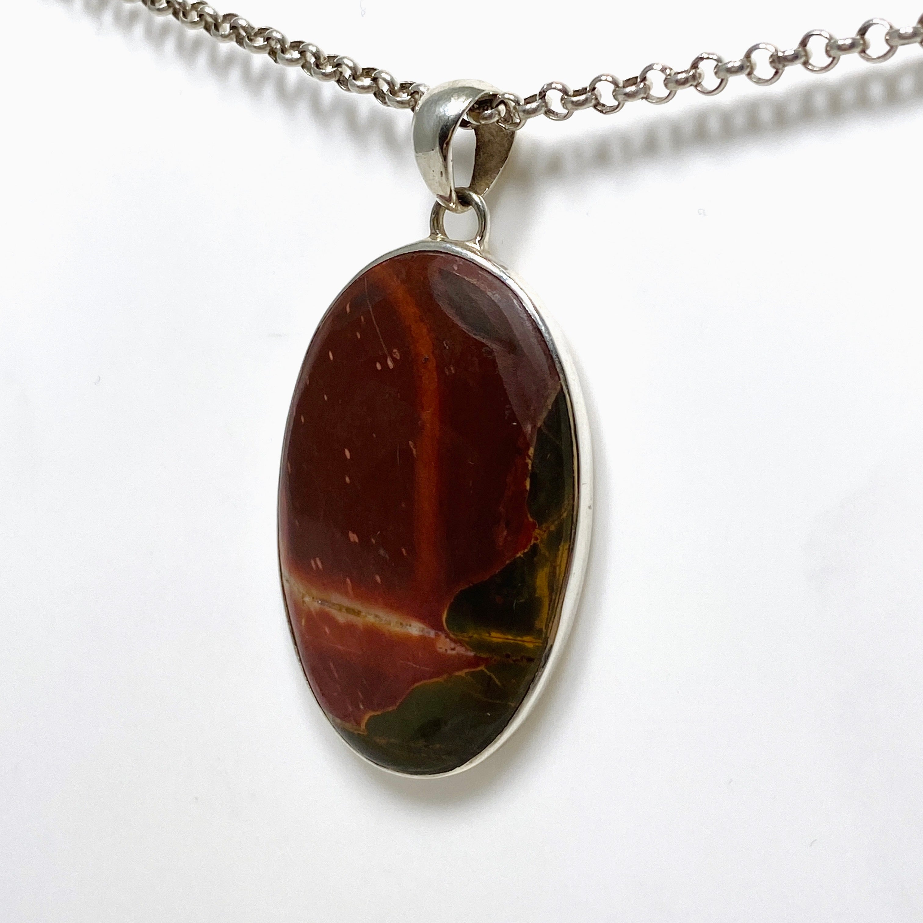 Natural Cherry Creek Jasper Oval Pendant Necklace - Healing Stone Jewelry for Women - Elegant Spiritual Gift for Meditation, Yoga & Energy Balancing