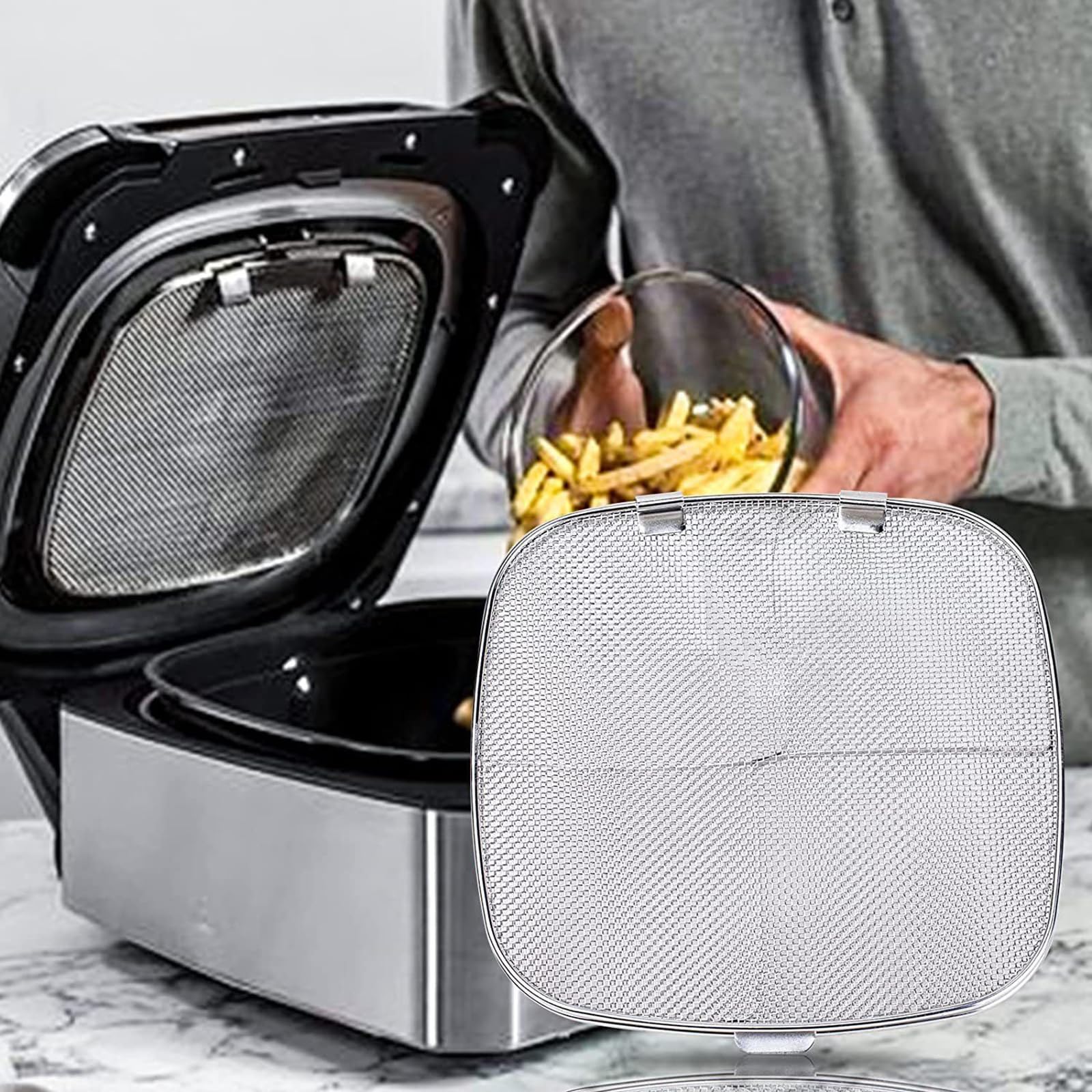 2 Pack Stainless Steel Splatter Shield for Ninja Foodi AG300 AG301C Air Fryer - Durable Replacement Cover - Perfect for Frying, Roasting & Baking (Fits Ninja Foodi Models AG300/AG301C)