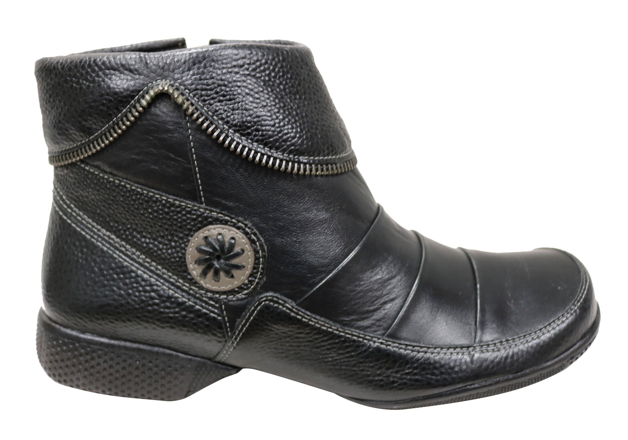 J Gean Hunter Women's Comfortable Leather Ankle Boots - Made in Brazil - Perfect for Casual Outings, Work & Fall/Winter Fashion