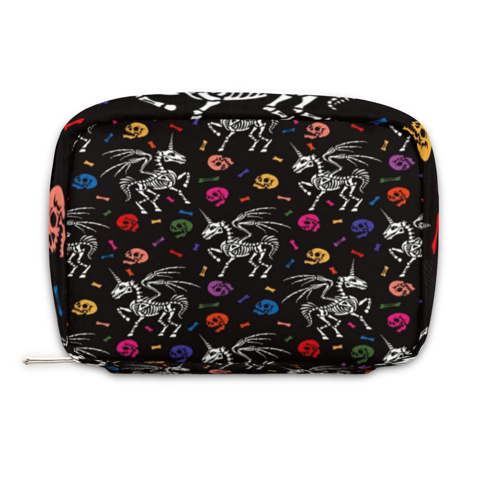 Waterproof Skeleton Pegasus Horn Makeup Bag - Travel Cosmetic Pouch for Women & Girls, Small Toiletry Organizer for Purse, Gym, School & Vacation Essentials