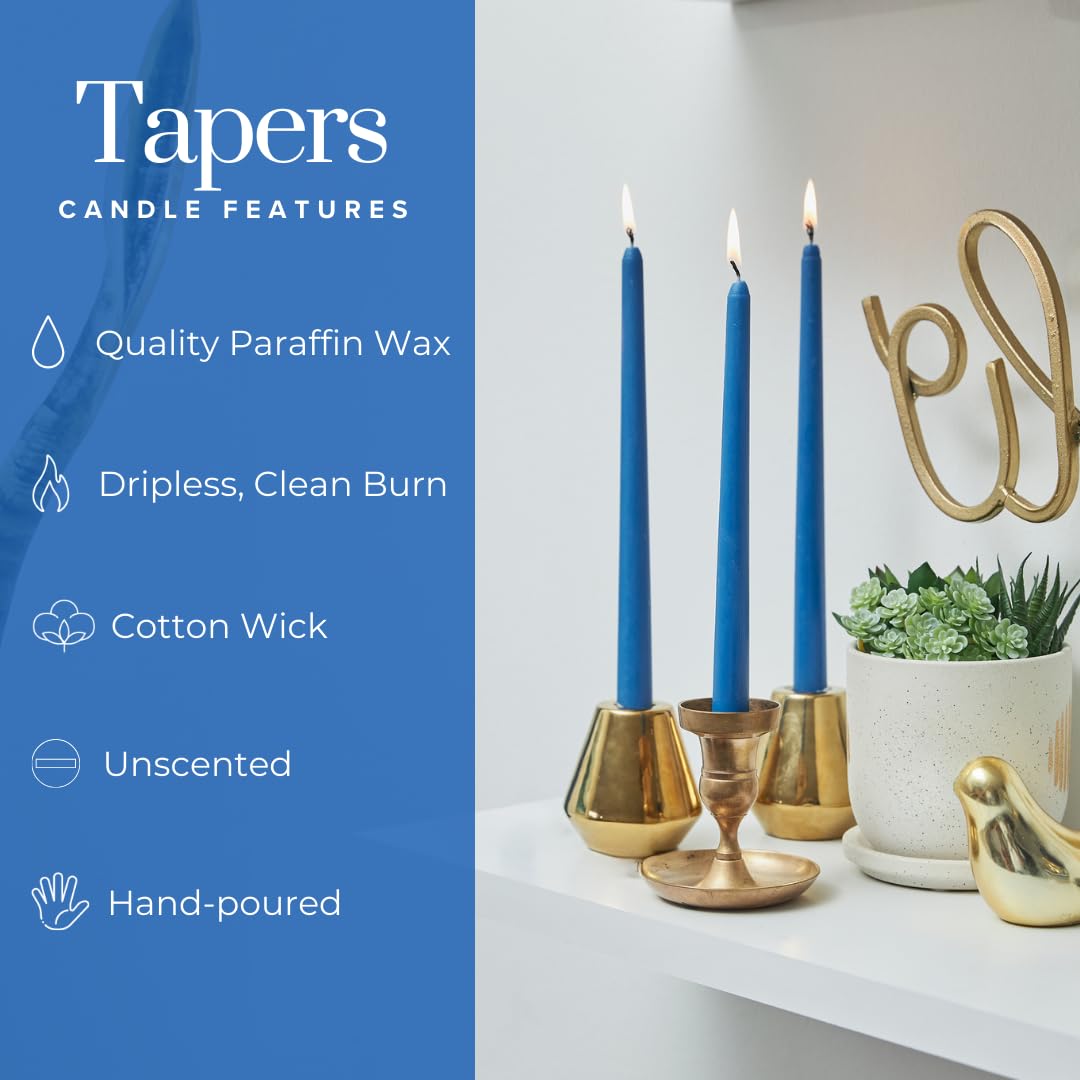Blue Taper Candles Set of 30 - Dripless 12