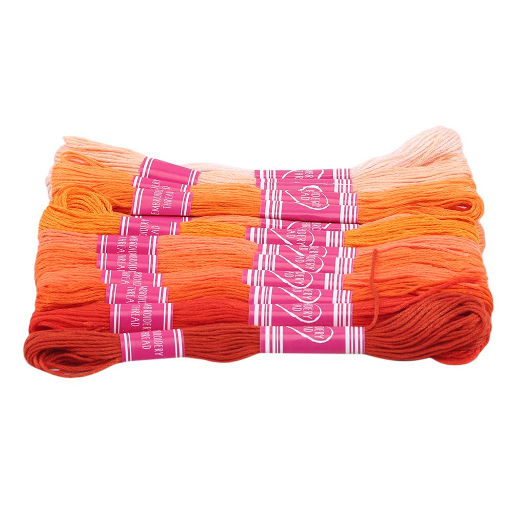 Gradient Color Embroidery Threads - Premium Cross Stitch Floss for DIY Crafts, Sewing & Embroidery Art (Orange) - Perfect for Hand Embroidery, Needlework & Home Decor Projects