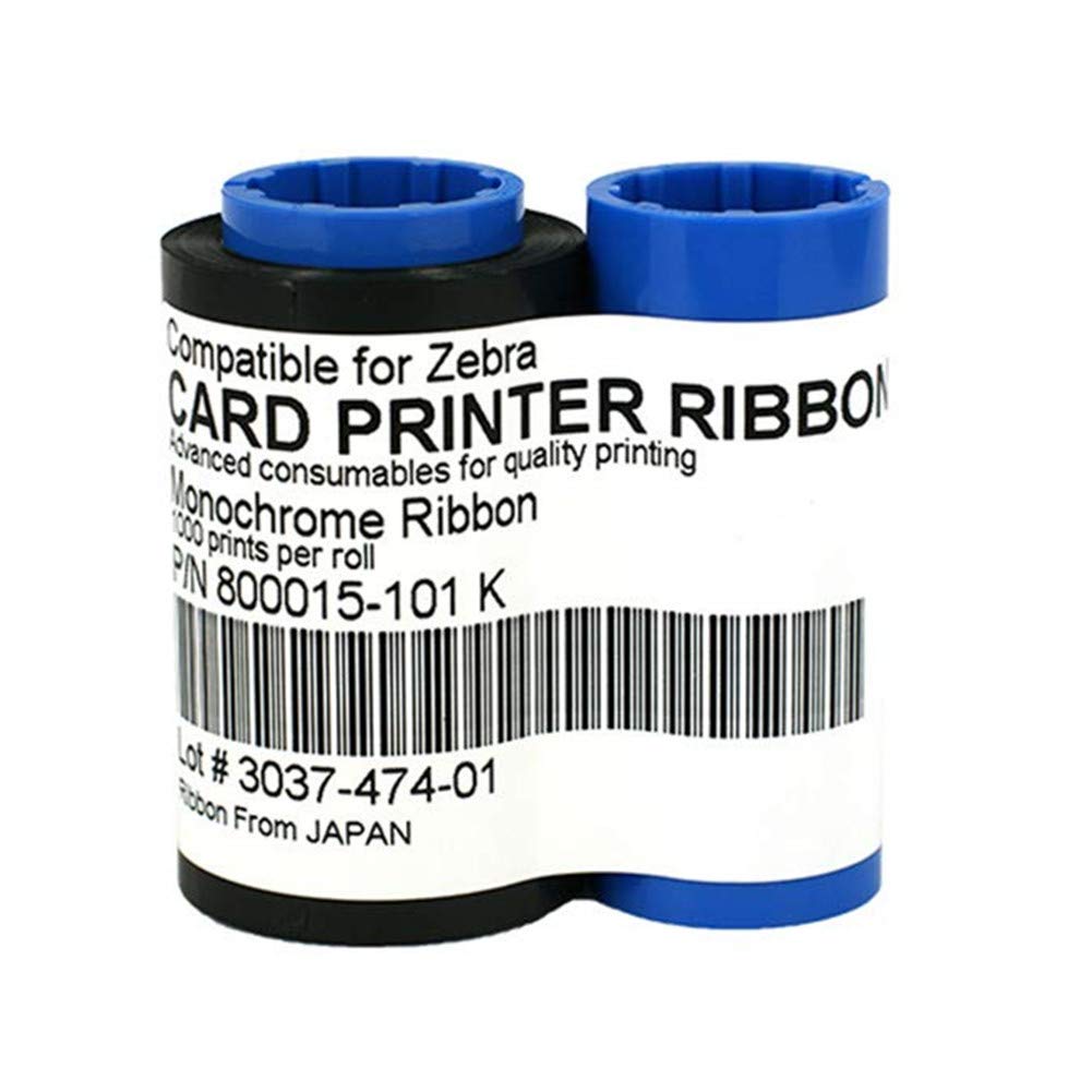 Zebra Printer Ribbon - Black for P300 P400C P600C - 1000 Prints for Office & Retail