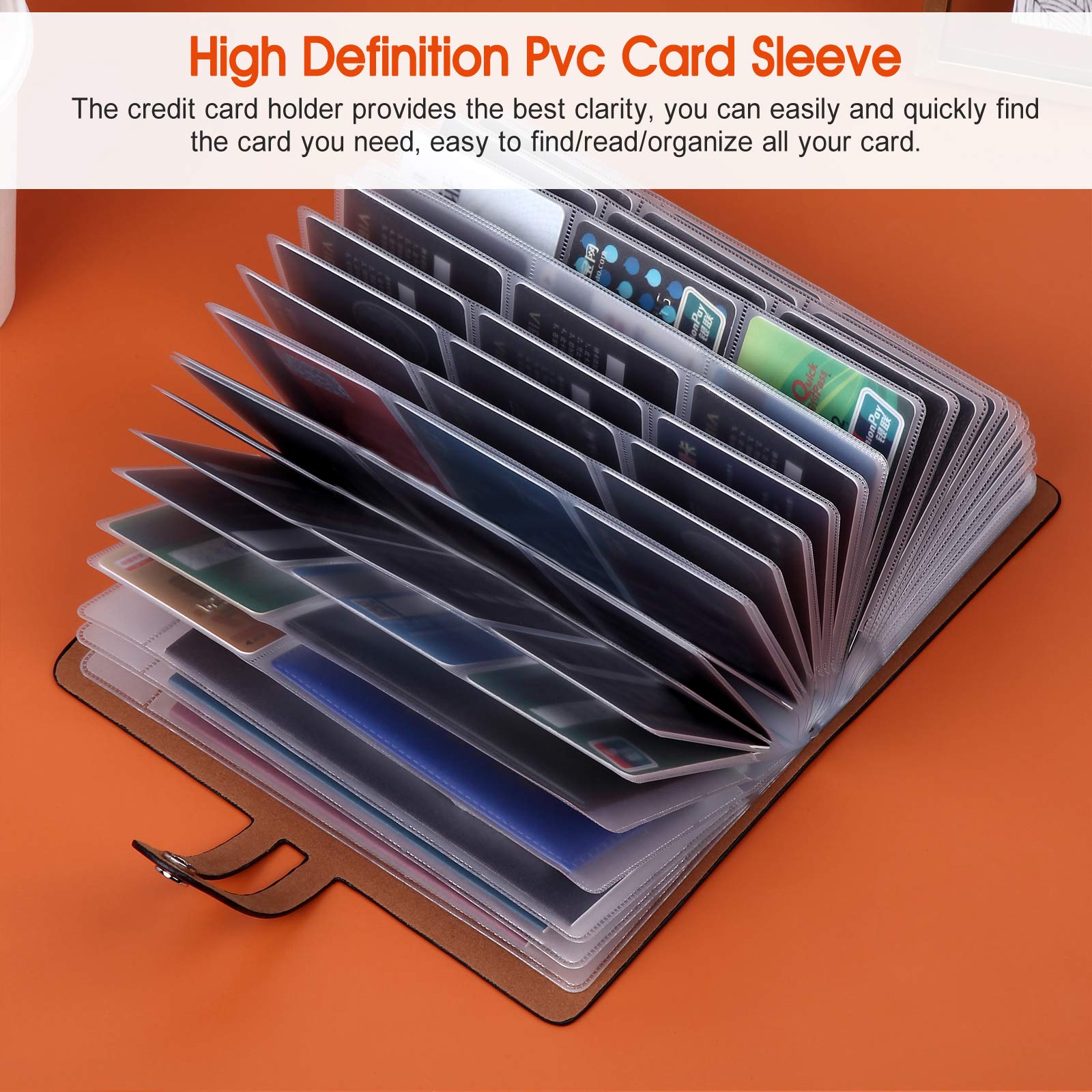 Premium Leather Business Card Holder with 95 Slots - RFID Blocking Credit Card Organizer, 3 Passport & 2 Driver's License Pockets - Professional Card Storage Solution for Business Travel & Networking (Black)