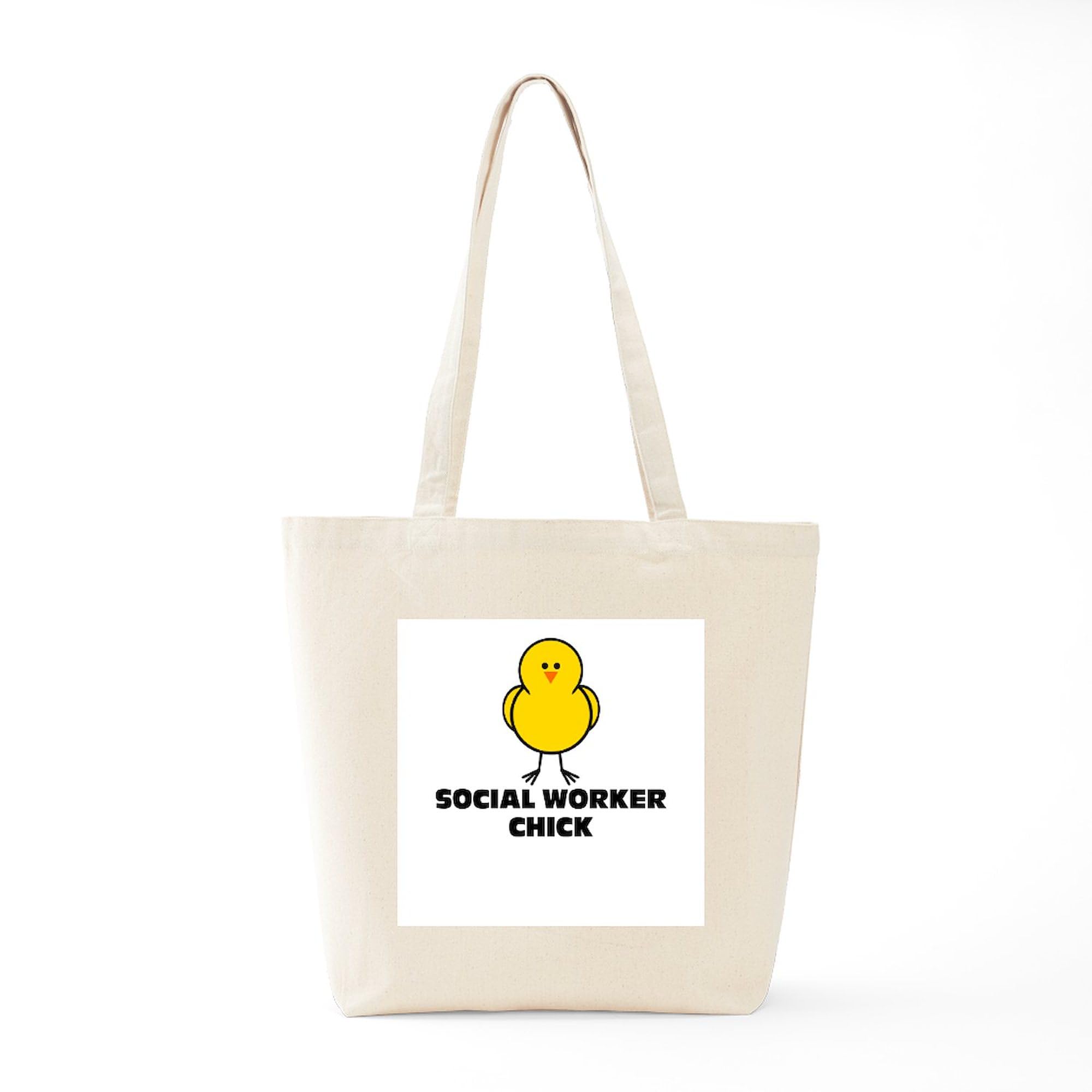 Social Worker Chick Tote Bag - Natural Canvas Reusable Shopping Tote for Professionals - Perfect for Work, Groceries & Everyday Use