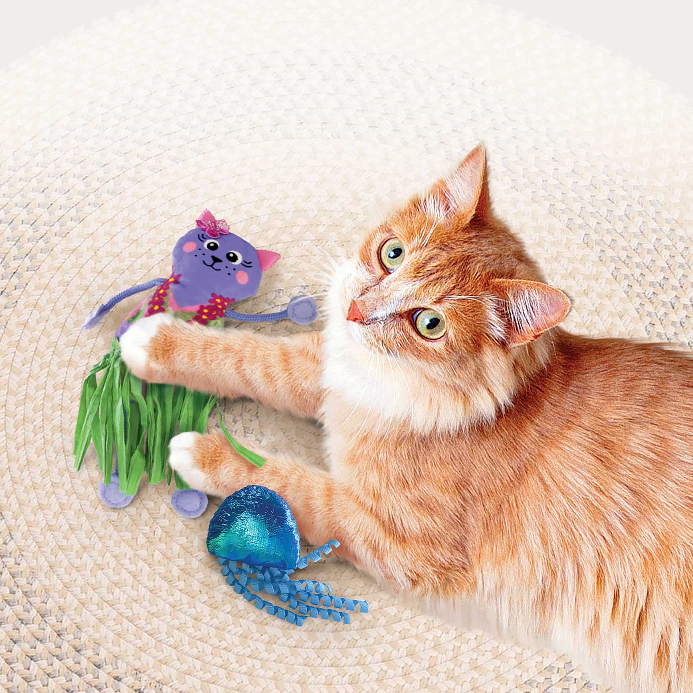 KONG Cat Tropics Hula Cat Toys - 2 Pack Durable Interactive Catnip Toys for Indoor Cats - Perfect for Playtime, Exercise & Stress Relief