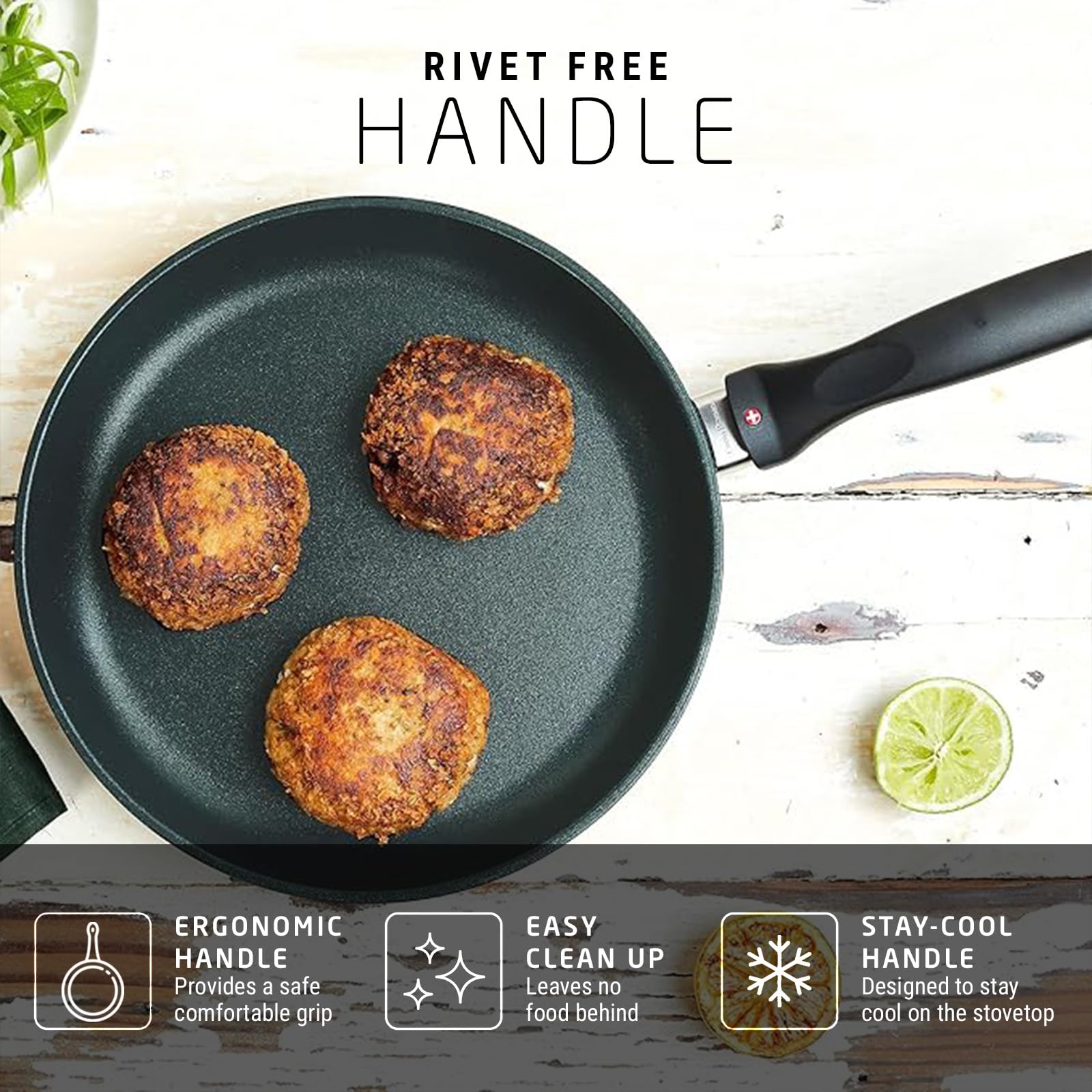 Swiss Diamond 9.5 Inch Nonstick Frying Pan - Diamond Coated Aluminum Skillet with Stainless Steel Handle | Dishwasher & Oven Safe | Perfect for Sautéing, Frying & Cooking Eggs | Professional Kitchen & Home Use