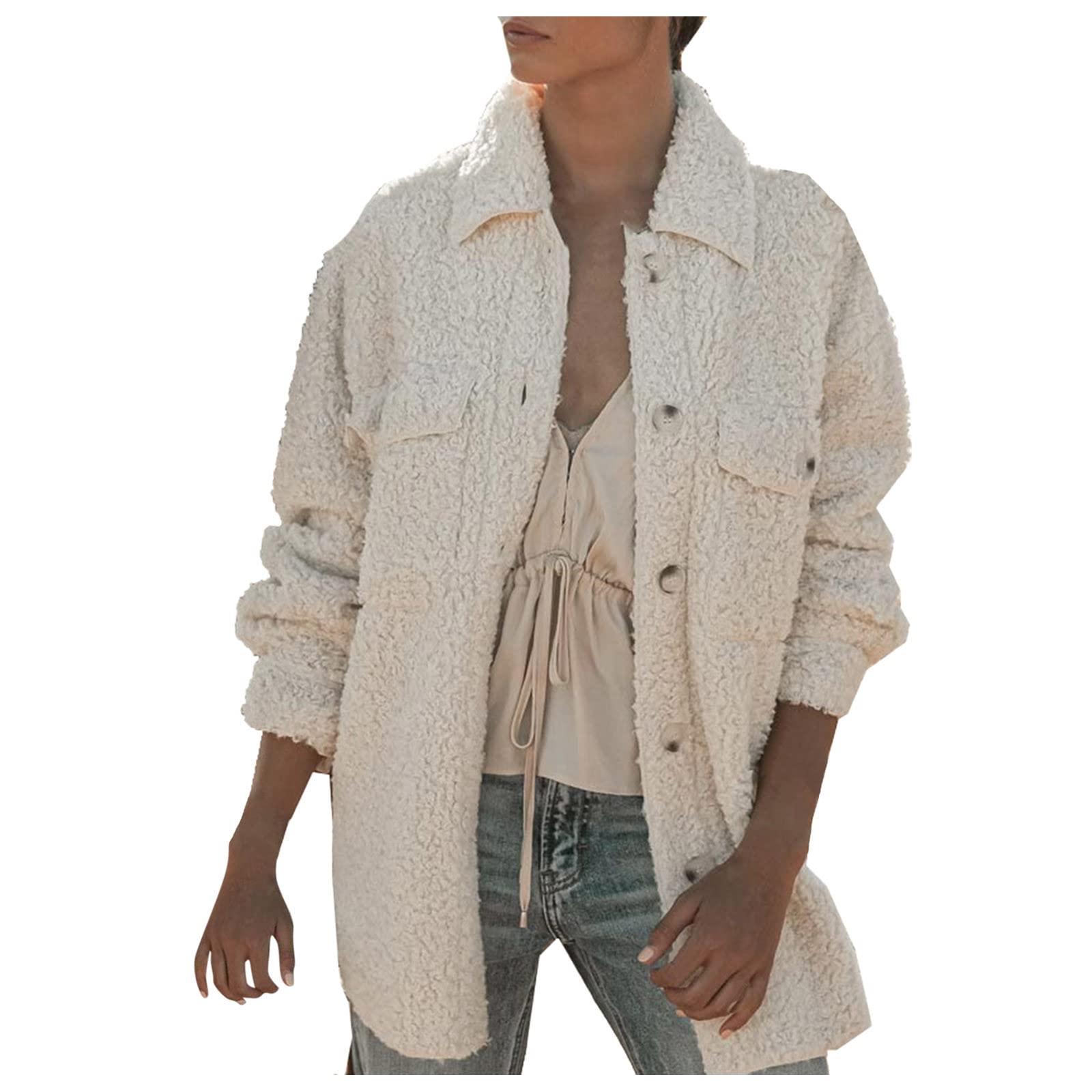 Women's Casual Long Sleeve Cardigan with Pockets - Soft Lambswool Stitched Lapel Jacket for Autumn & Winter | Cozy Office Wear, Layering Piece, Fall Outerwear