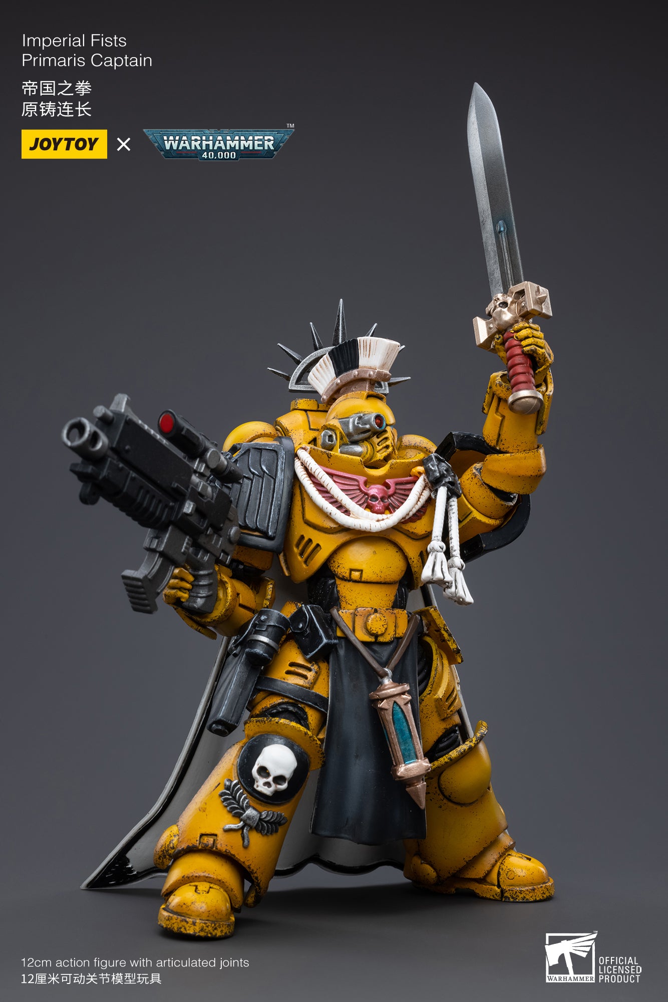 JOYTOY 1/18 Scale Warhammer 40K Imperial Fists Primaris Captain Alros Lysigal Action Figure - Collectible Model for Tabletop Gaming & Display
