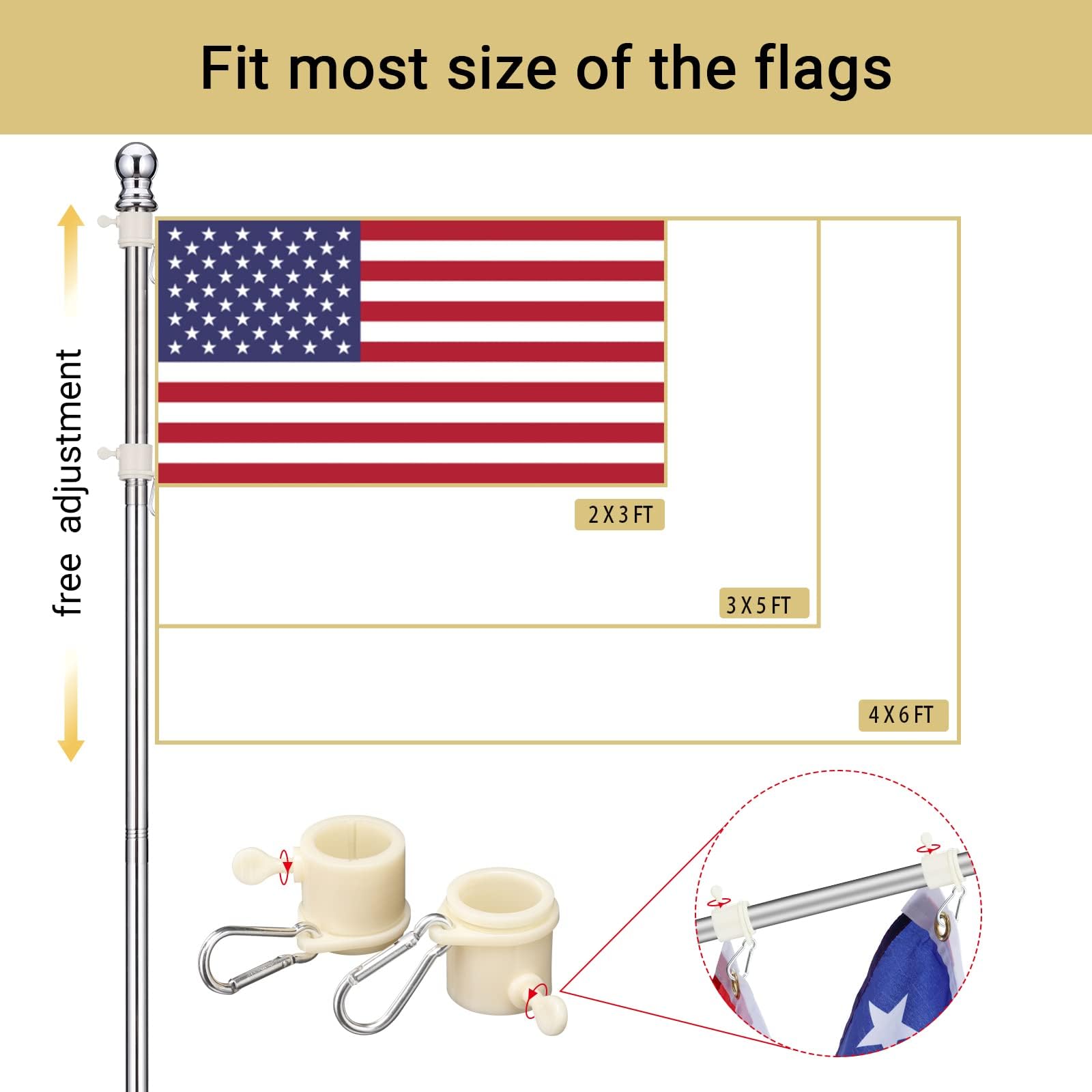 8.5ft Rustproof Wind-Resistant Outdoor Flag Pole Kit - 1