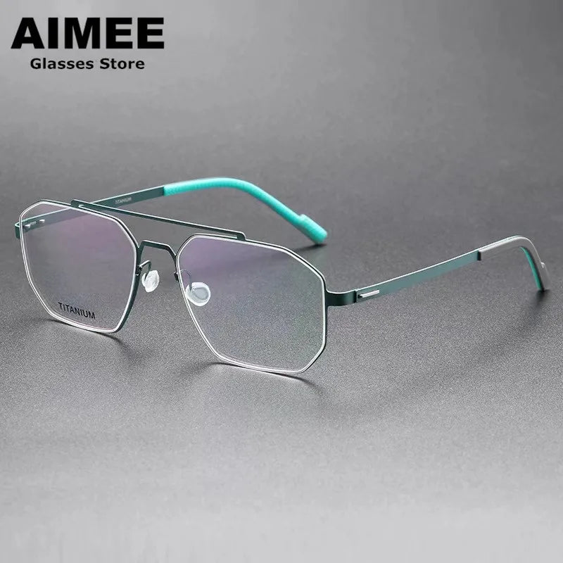 Aimee Women's Full Rim Square Double Bridge Titanium Eyeglasses Frame 98003 - Lightweight Durable Glasses for Work, Reading & Fashion