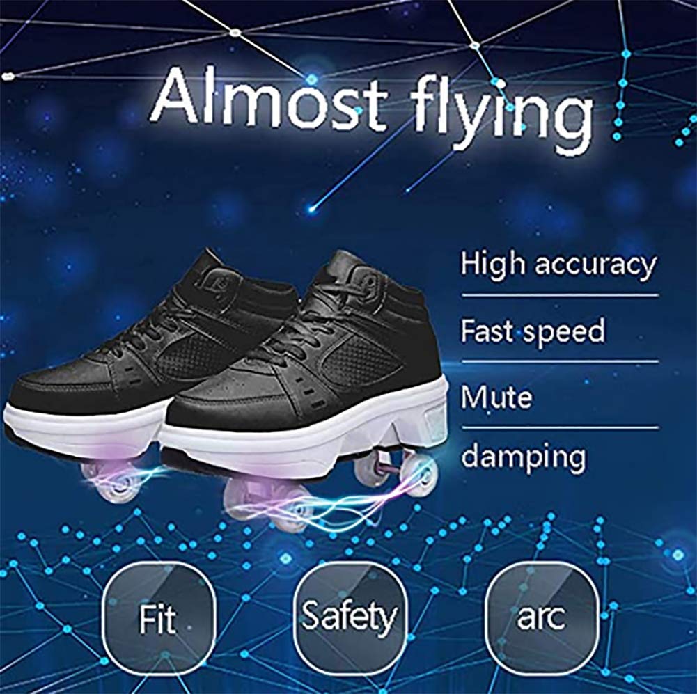 Women's Double-Row Quad Roller Skates - Detachable Wheel Shoes for Girls & Boys | Unisex Skating Shoes for Outdoor Fun, Fitness & Roller Rinks