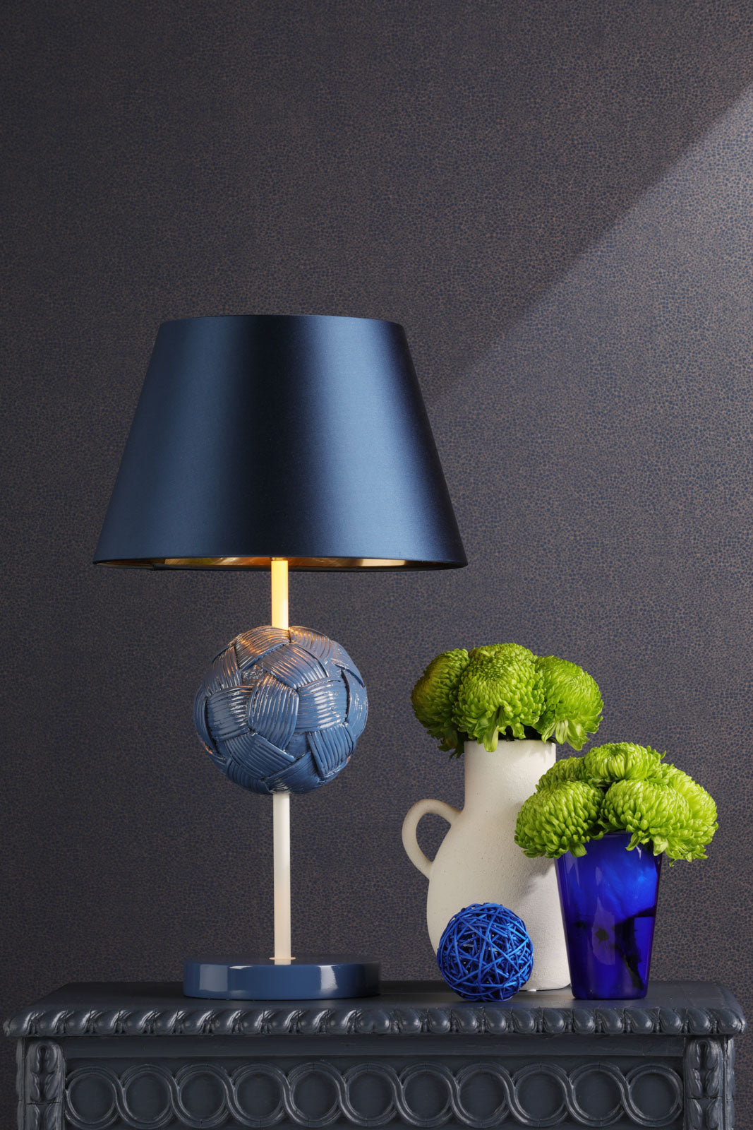 Bodkin Table Lamp - Persian Blue & Coconut/Strawberry & Blush Pink Base - B22 Socket - Modern Home & Office Lighting for Bedroom, Living Room, Study