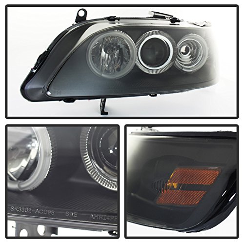 AKKON Black Bezel Dual Halo Projector Headlights for Honda Accord - Driver & Passenger Replacement Lamps Pair - Upgrade Your Ride for Night Driving & Enhanced Style