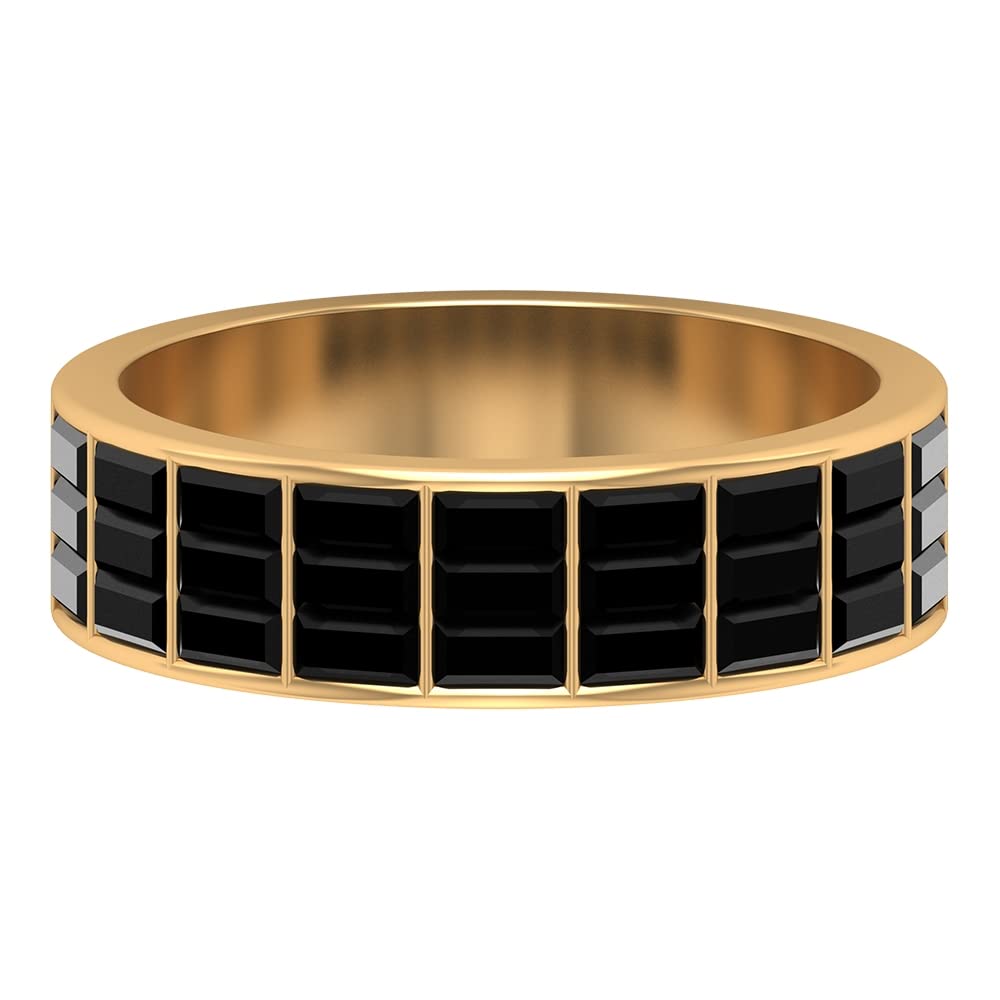 1.75 CT Baguette Cut Black Diamond Half Eternity Ring in 14K Solid Gold - Elegant Stackable Wedding Band for Women, Anniversary Gift & Everyday Luxury Jewelry