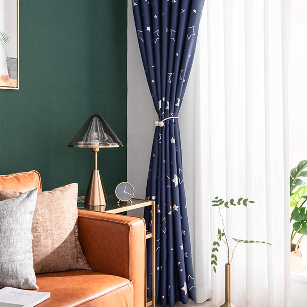 Stars & Moon Blackout Thermal Insulated Curtains for Living Room, Bedroom, Bathroom - Energy Efficient Window Treatments for Home Decor & Holiday