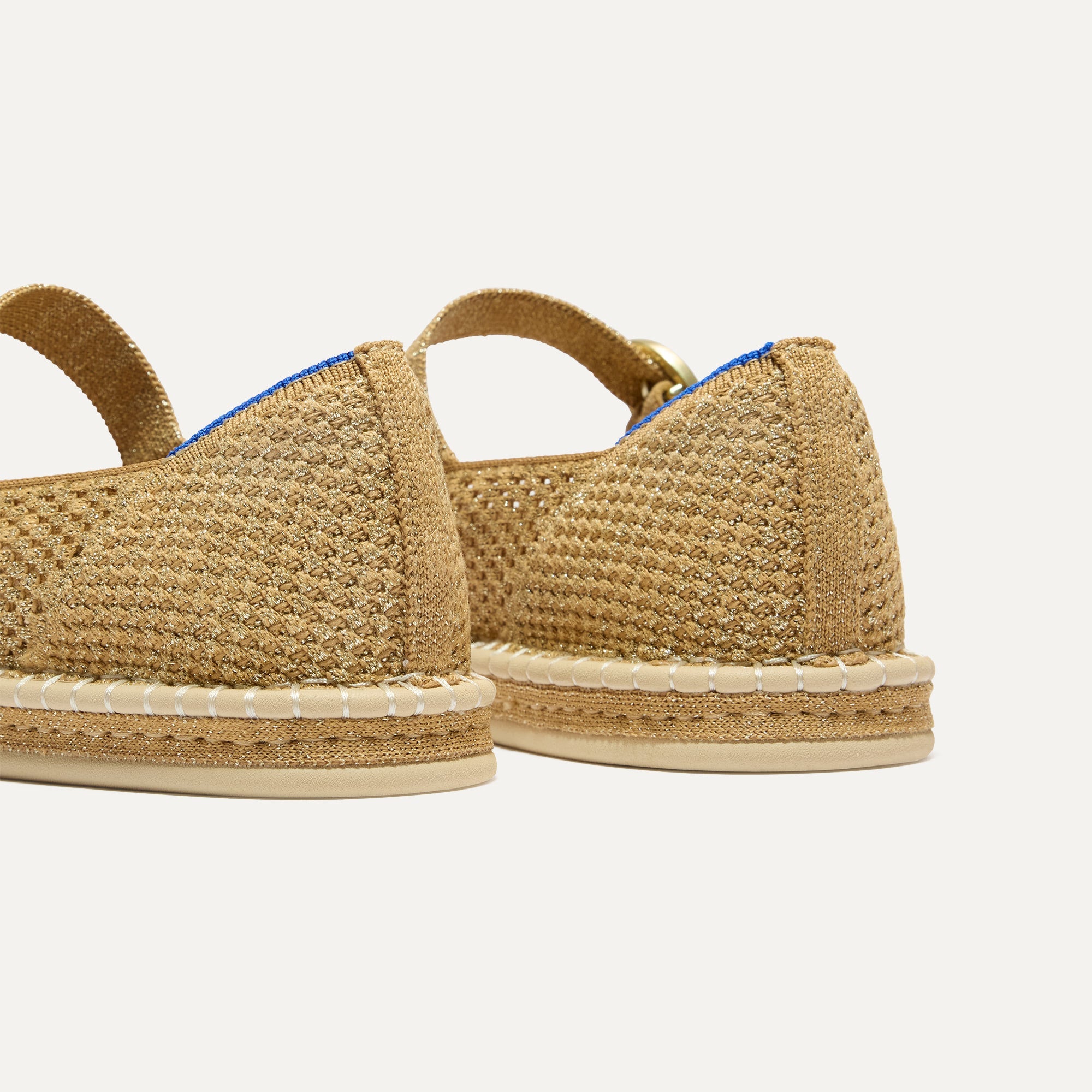Metallic Gold Espadrille Mary Jane Flats - Comfortable Women's Shoes for Casual Wear, Summer Outfits, and Beach Vacations