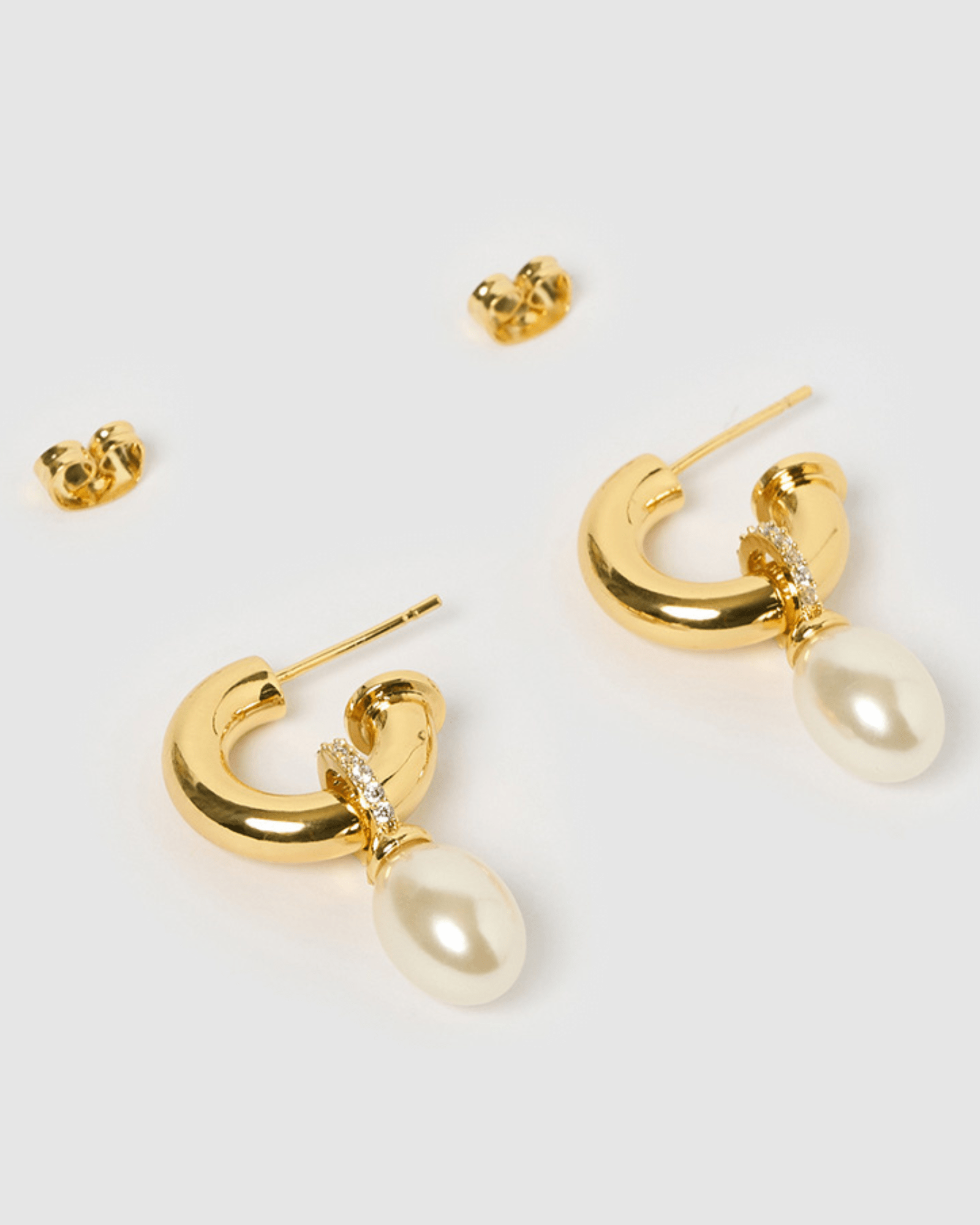 Izoa Alina Gold Pearl Earrings for Women - Elegant Dangle Drop Earrings for Party, Wedding & Everyday Wear