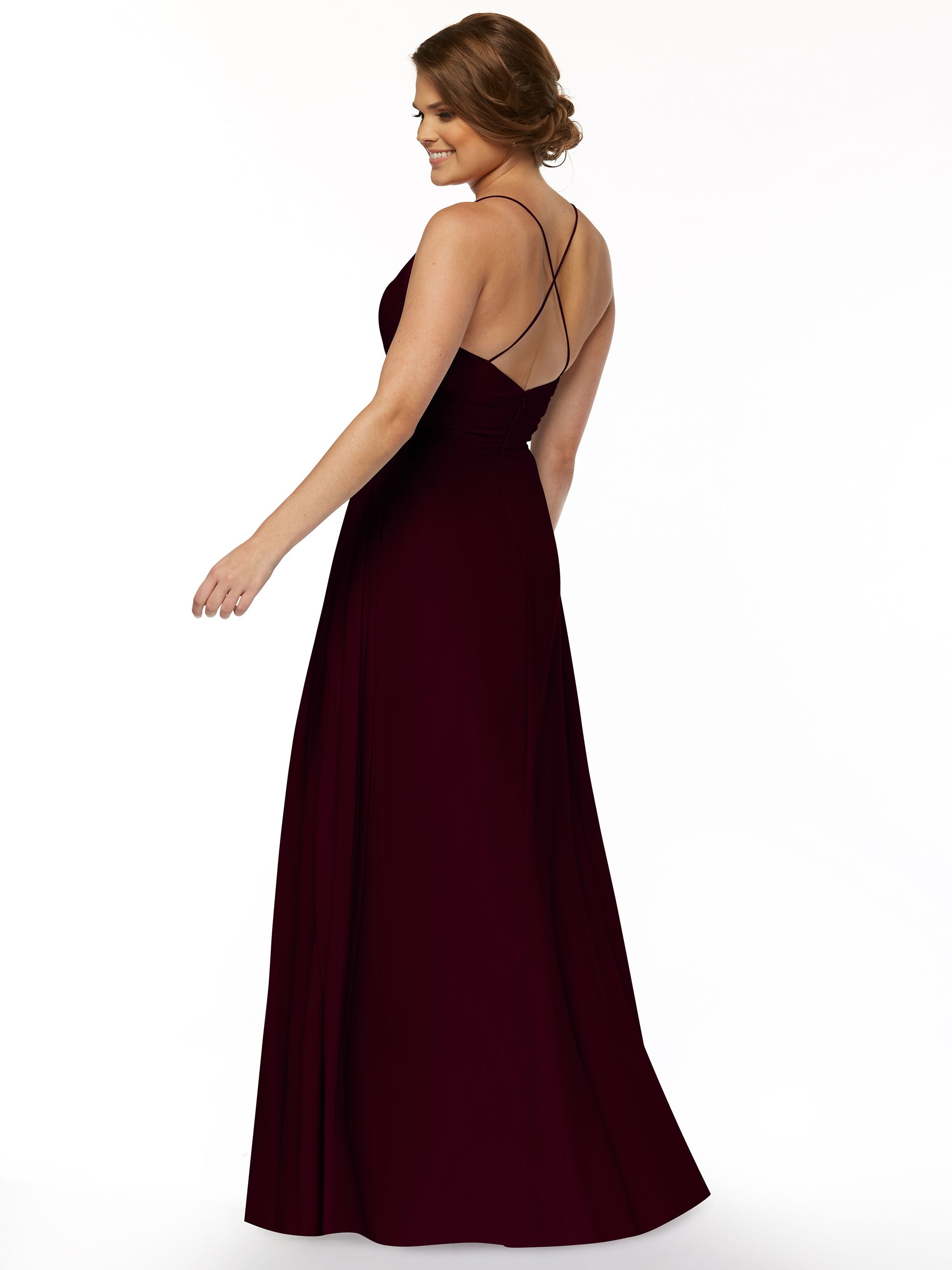 Elegant 83027 Simple Stretch Chiffon A-Line Bridesmaid Dress with Pleats - Perfect for Weddings, Formal Events & Special Occasions