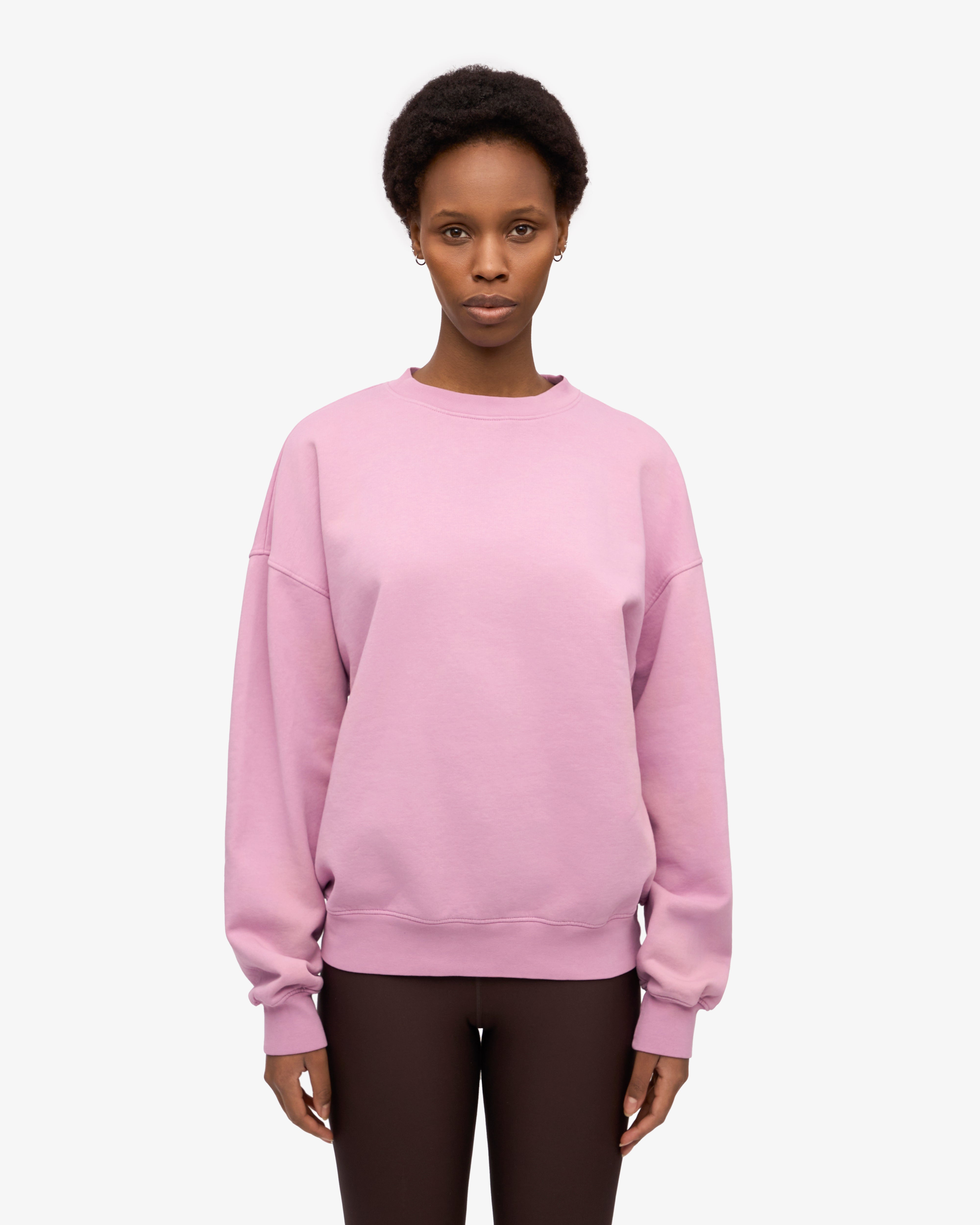Organic Oversized Crewneck Sweatshirt - Soft Cherry Blossom Print - Women's Loose Fit Pullover for Casual Wear, Loungewear & Spring Outfits