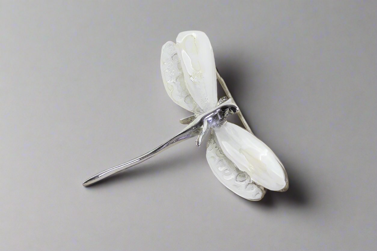 Exquisite Sterling Silver Dragonfly Brooch - Elegant Jewelry Gift for Women - Perfect for Weddings, Parties & Special Occasions