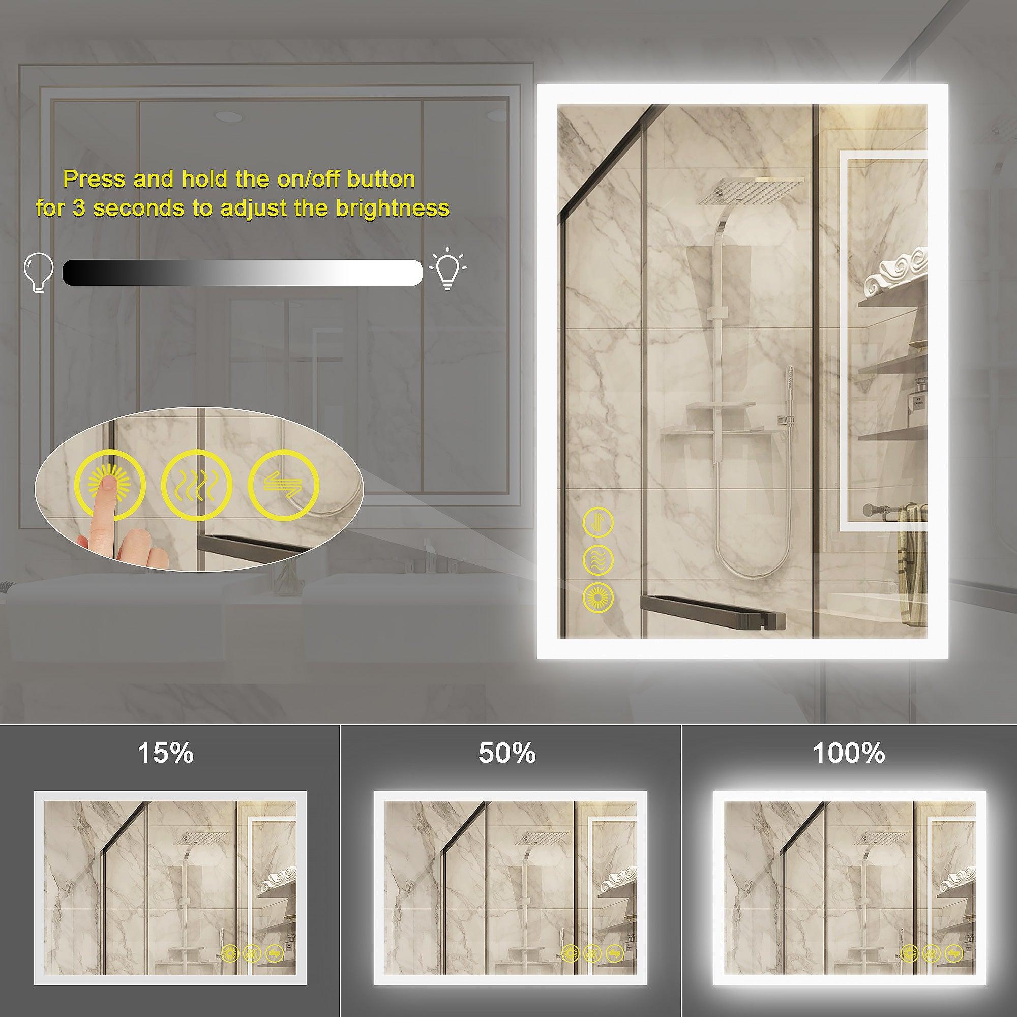 SmartGlow Dimmable LED Bathroom Mirror - Frameless Anti-Fog Vanity Mirror with Touch Control, Perfect for Makeup, Shaving & Home Decor