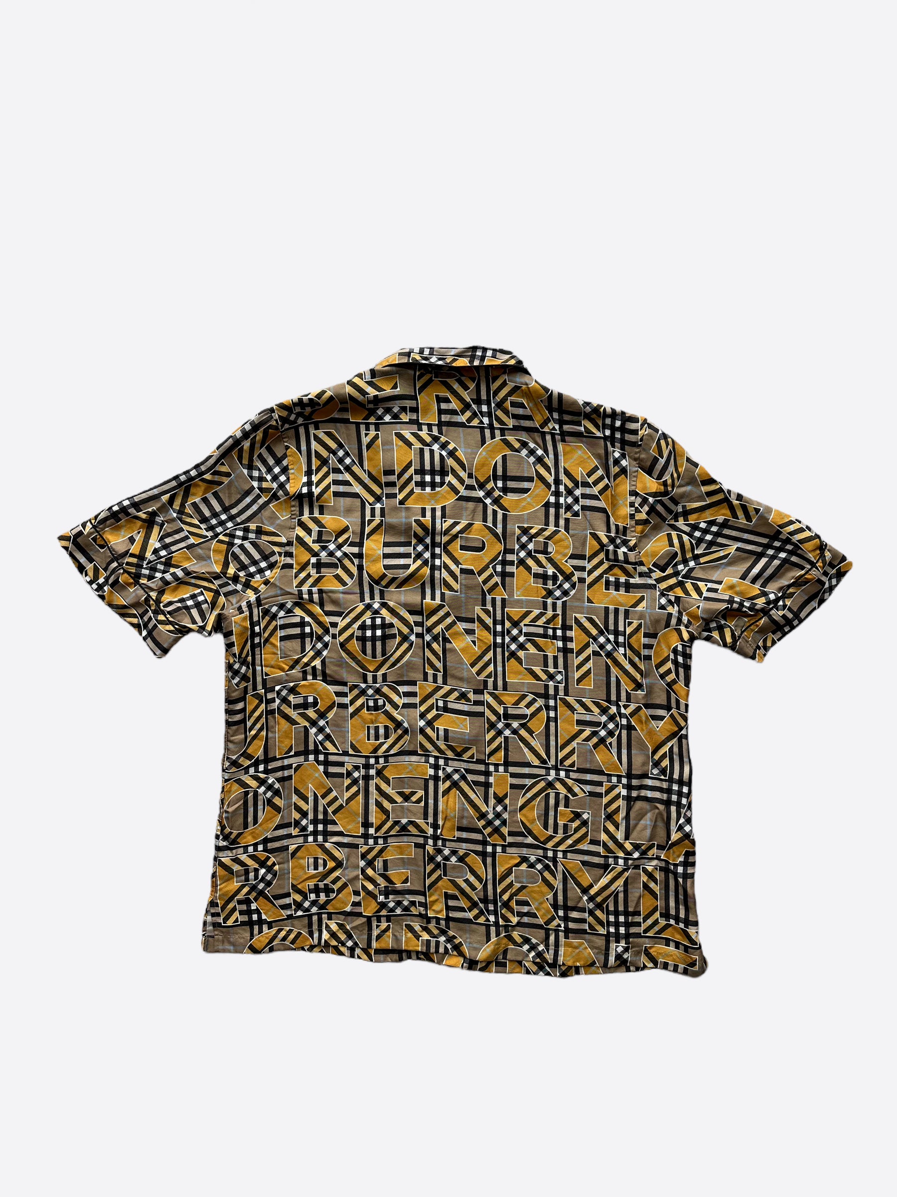 Burberry Beige & Yellow Repeat Logo Silk Shirt for Women - Luxury Designer Blouse for Office, Party & Special Occasions