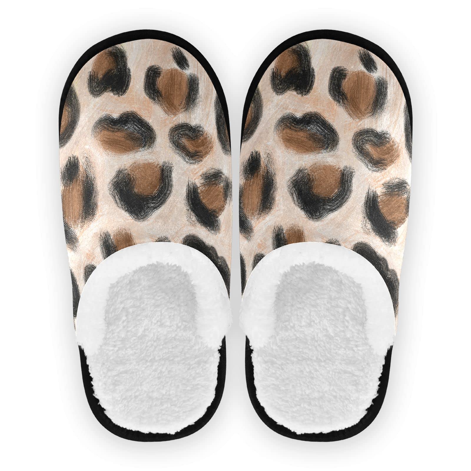 Vozoza Memory Foam Slippers for Women & Men - Soft Leopard Print House Shoes with Non-Slip Sole | Indoor/Outdoor Comfort for Home, Travel & Spa Relaxation