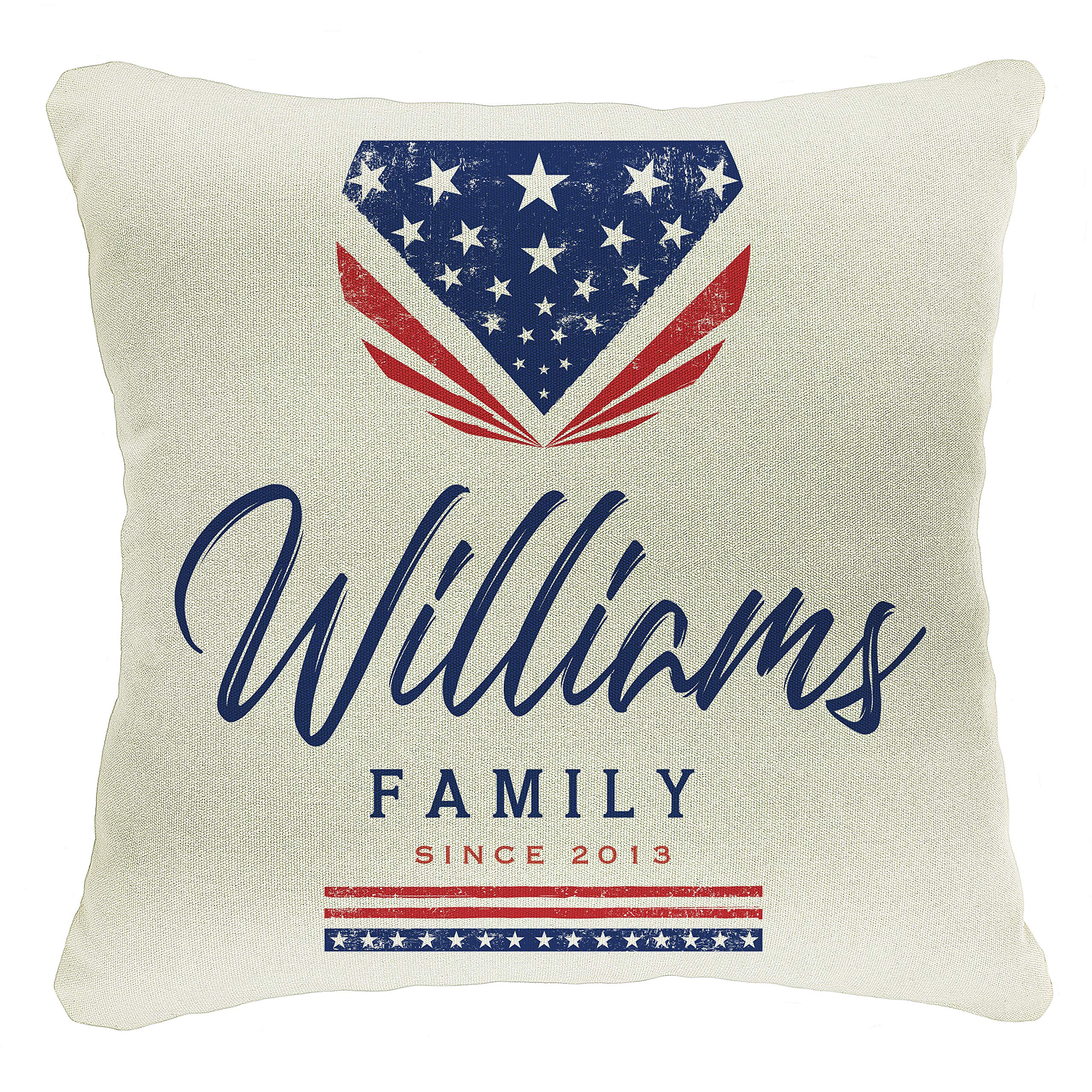 Custom 18x18 Patriotic American Flag Throw Pillow Cover - Personalized 4th of July Home Decor, Independence Day Farmhouse Decorative Pillowcase - Perfect for Sofa, Bedroom & Outdoor Porch Decorations